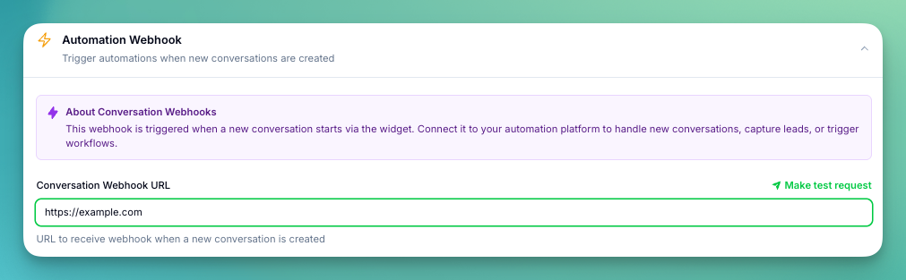 Widget Conversation Webhook