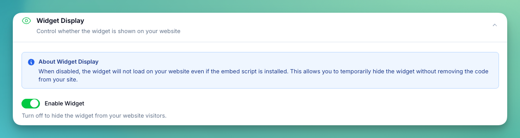 Widget Display Toggle