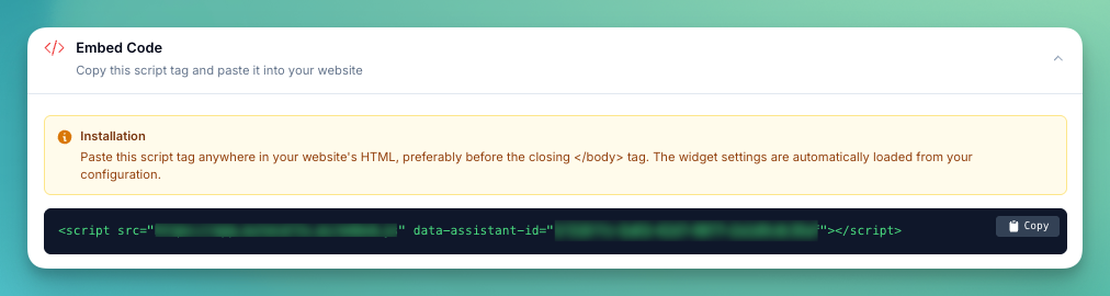 Widget Embed Code