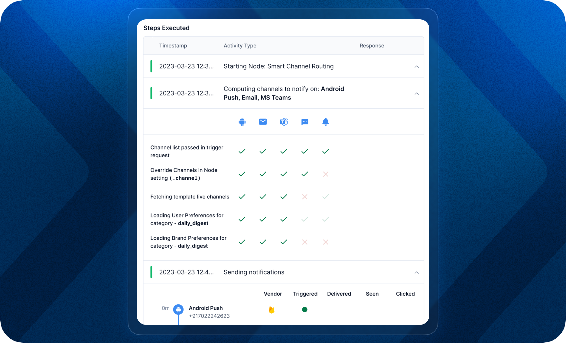 Send node execution log - UI revamp