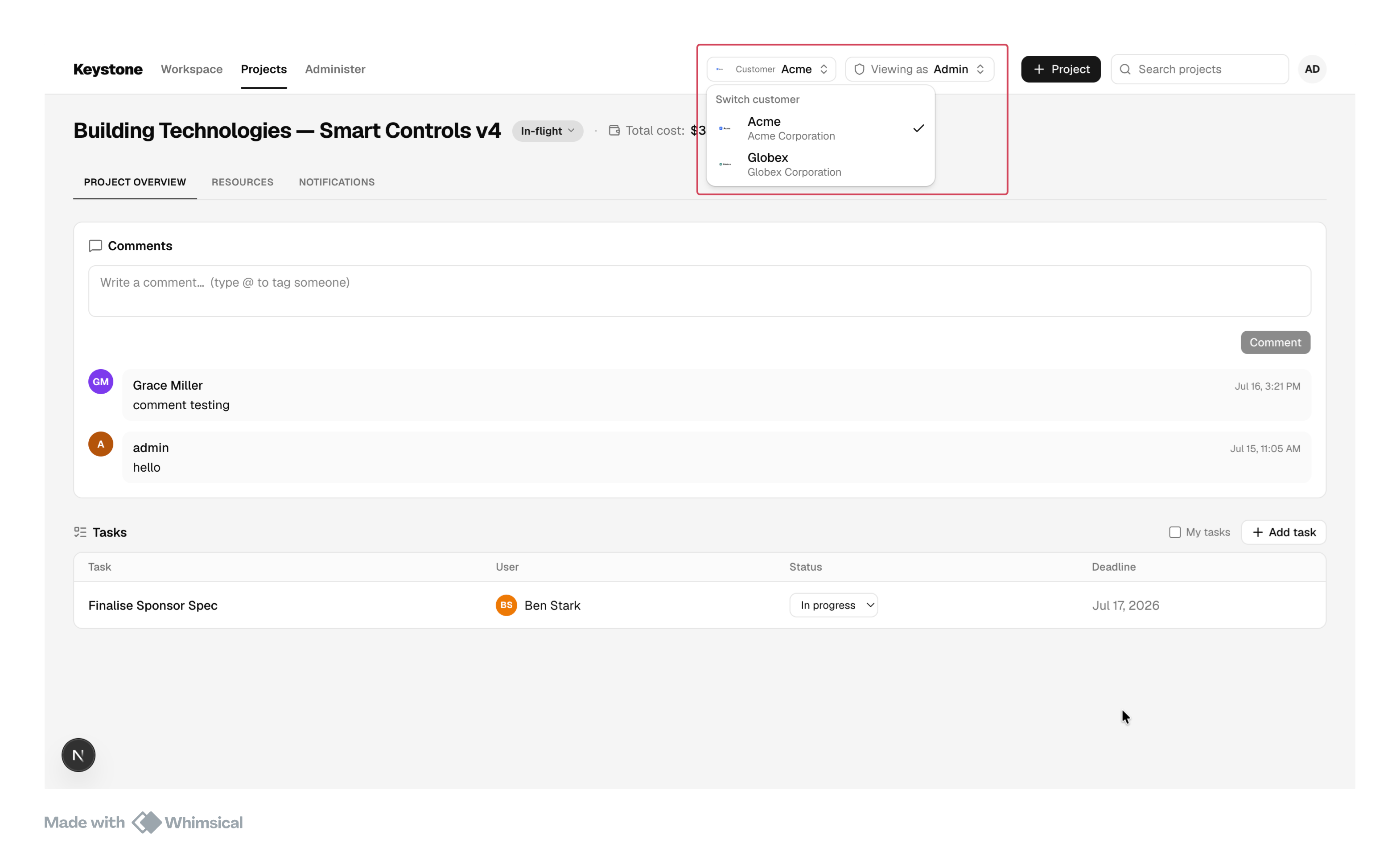 One workspace per customer, fully isolated