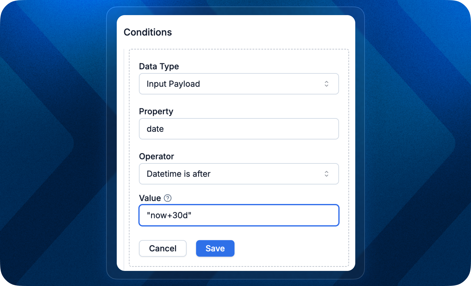 Datetime comparators in workflow conditions