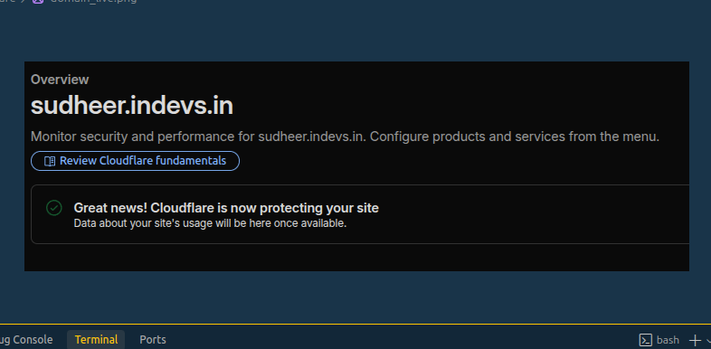 Cloudflare success message showing the domain is active