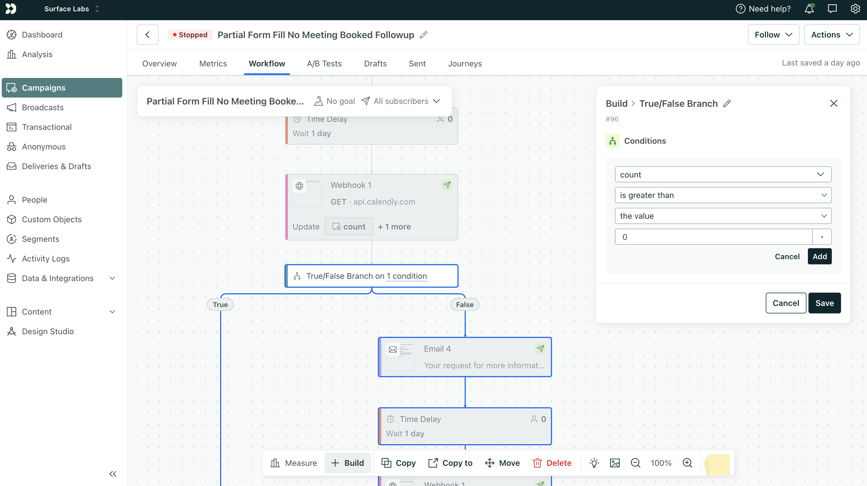 True/False Branch with count condition