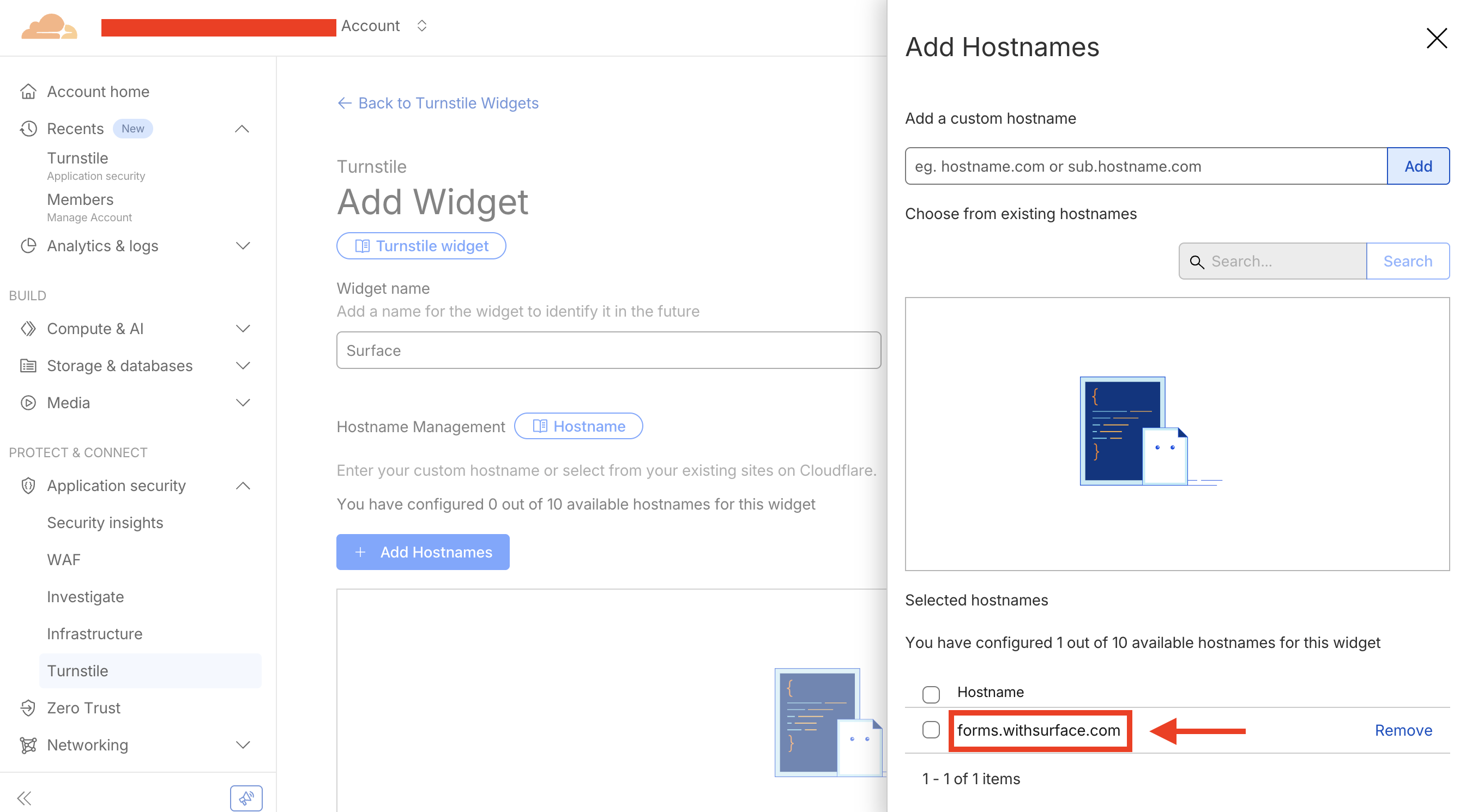 Turnstile widget configuration