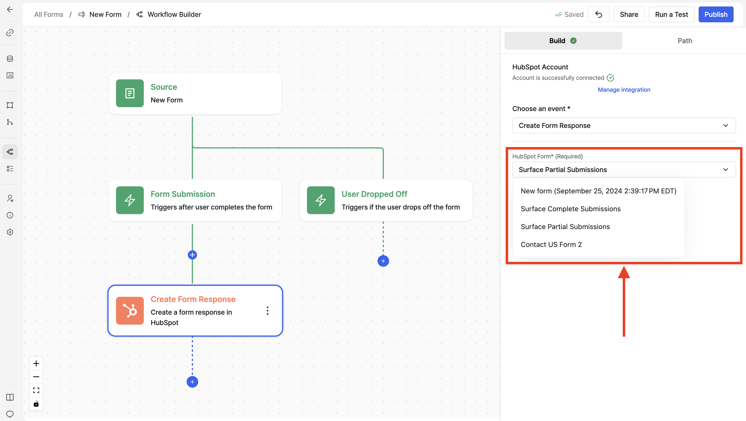HubSpot Create Form Response configuration
