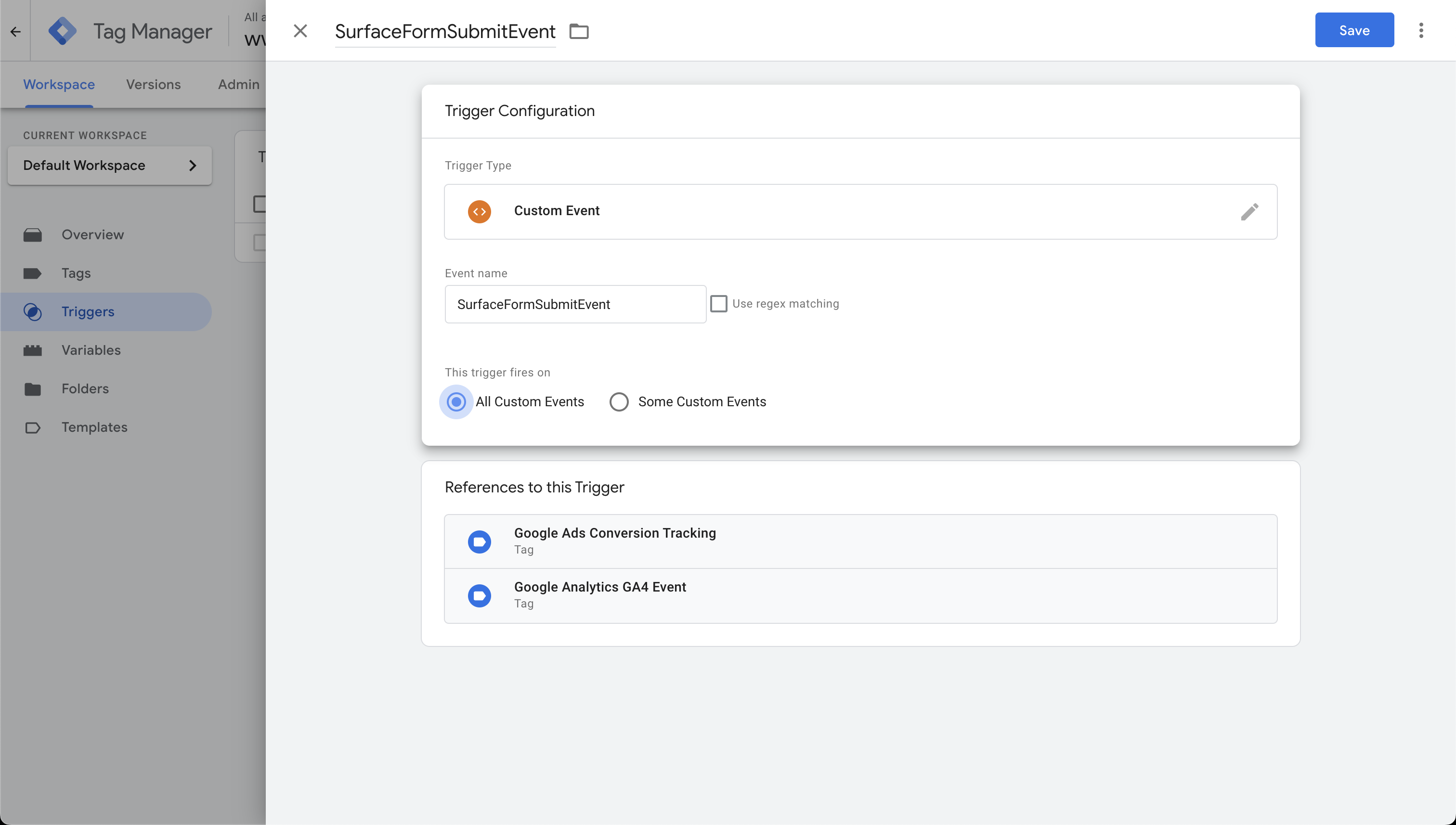 Create Custom Event Trigger Step 2