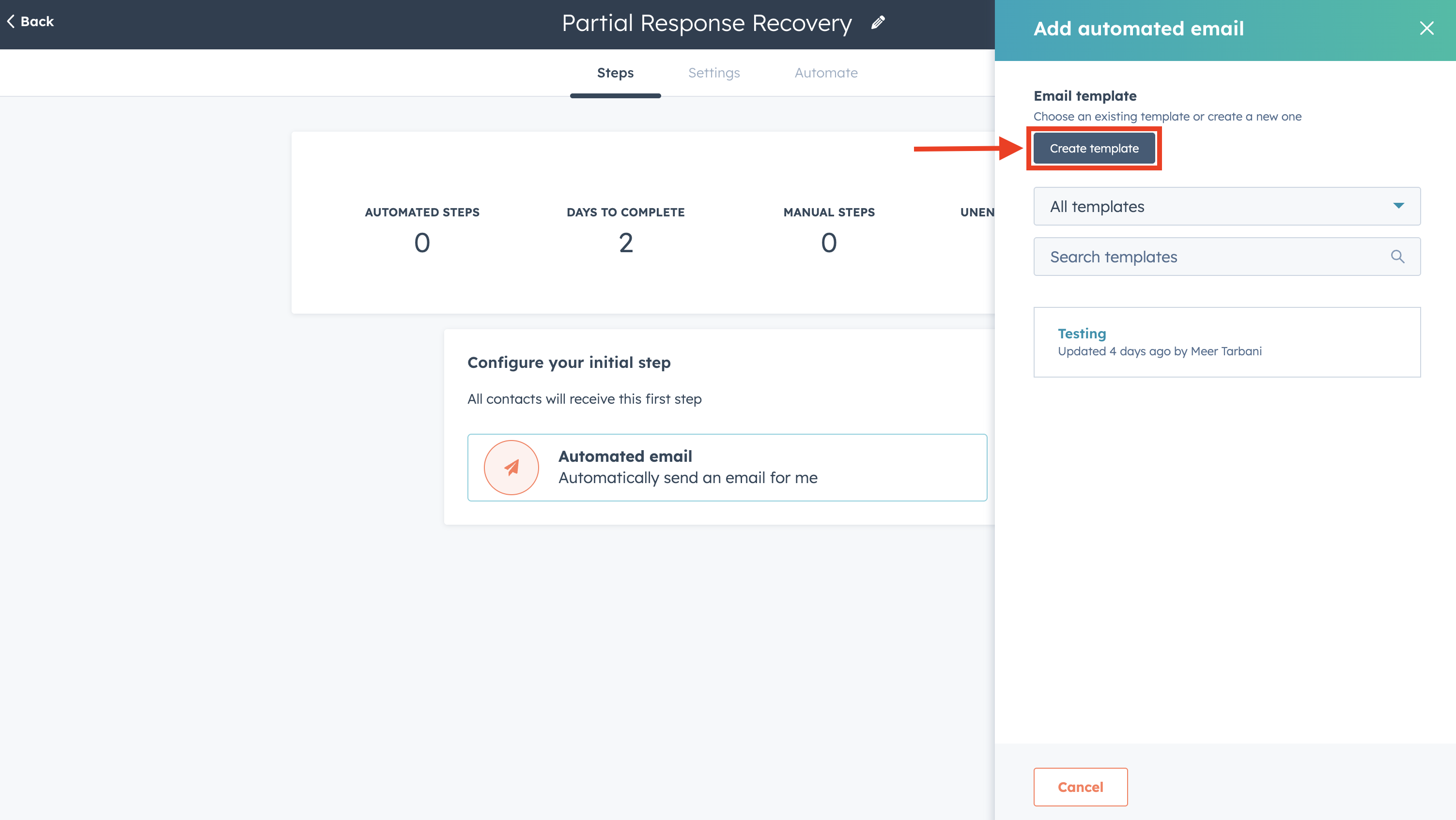 Add or choose an email template