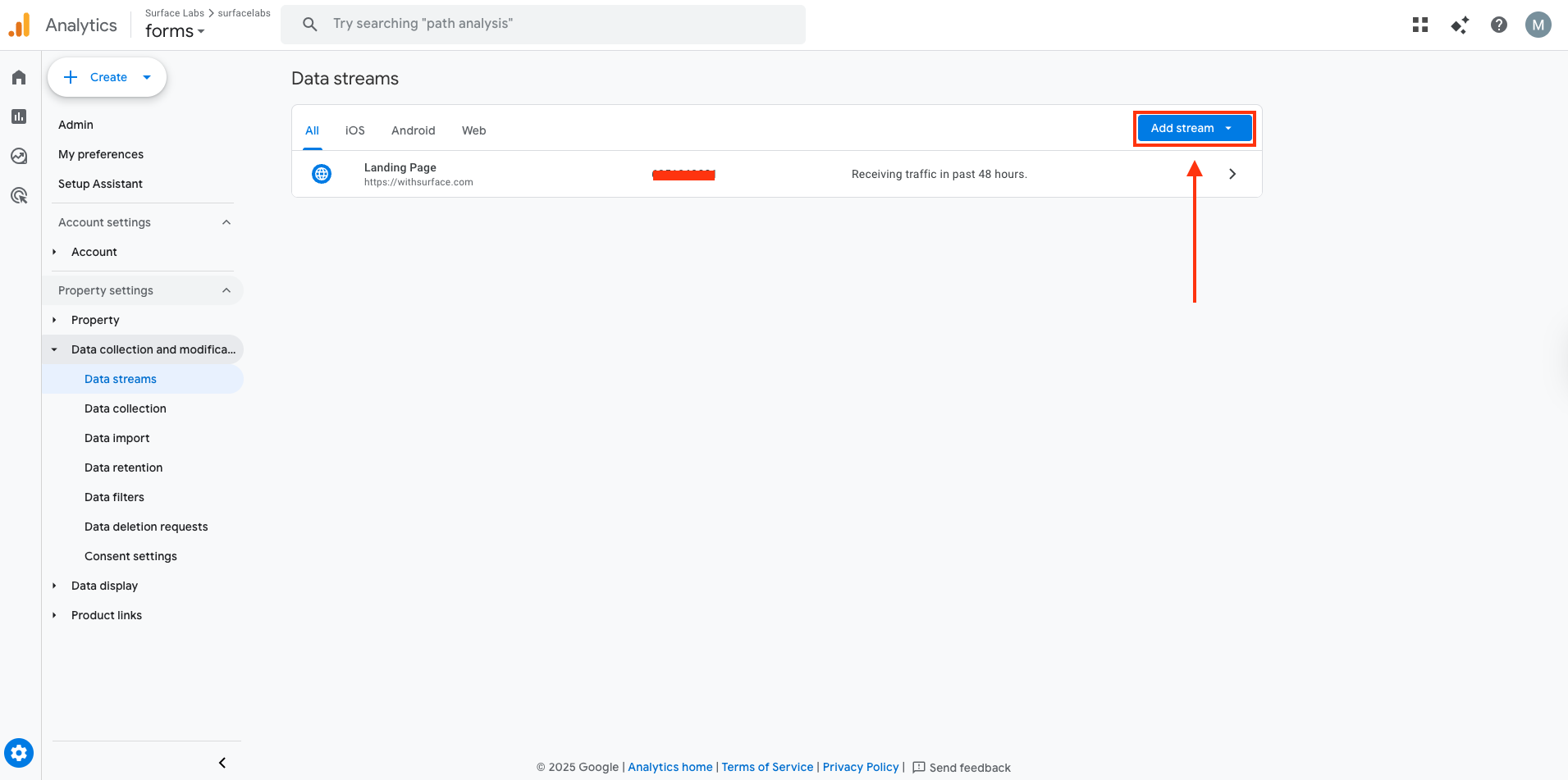 Create Data Stream Step 1