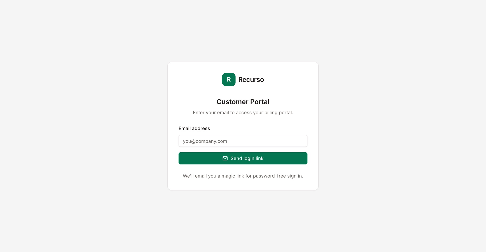 Magic-link sign-in to the customer portal