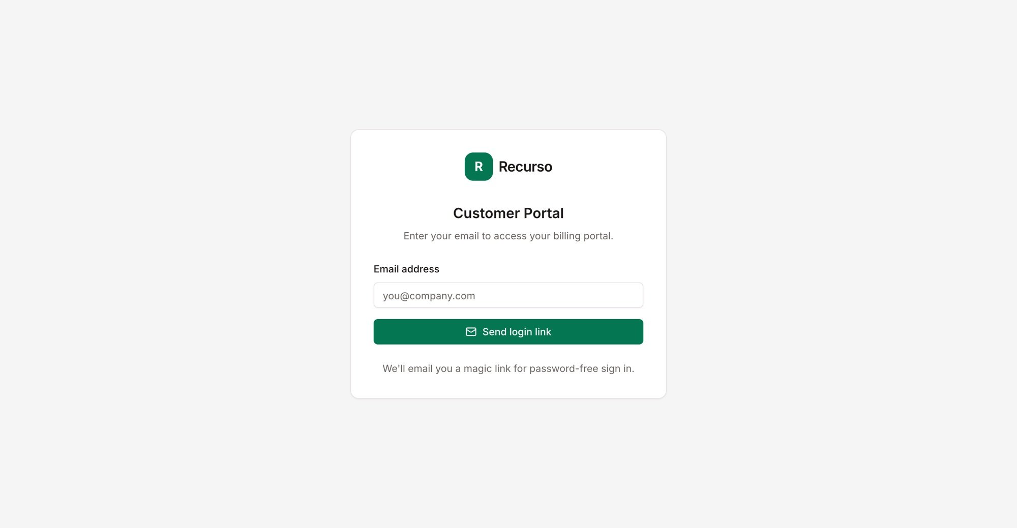 Magic-link sign-in to the customer portal