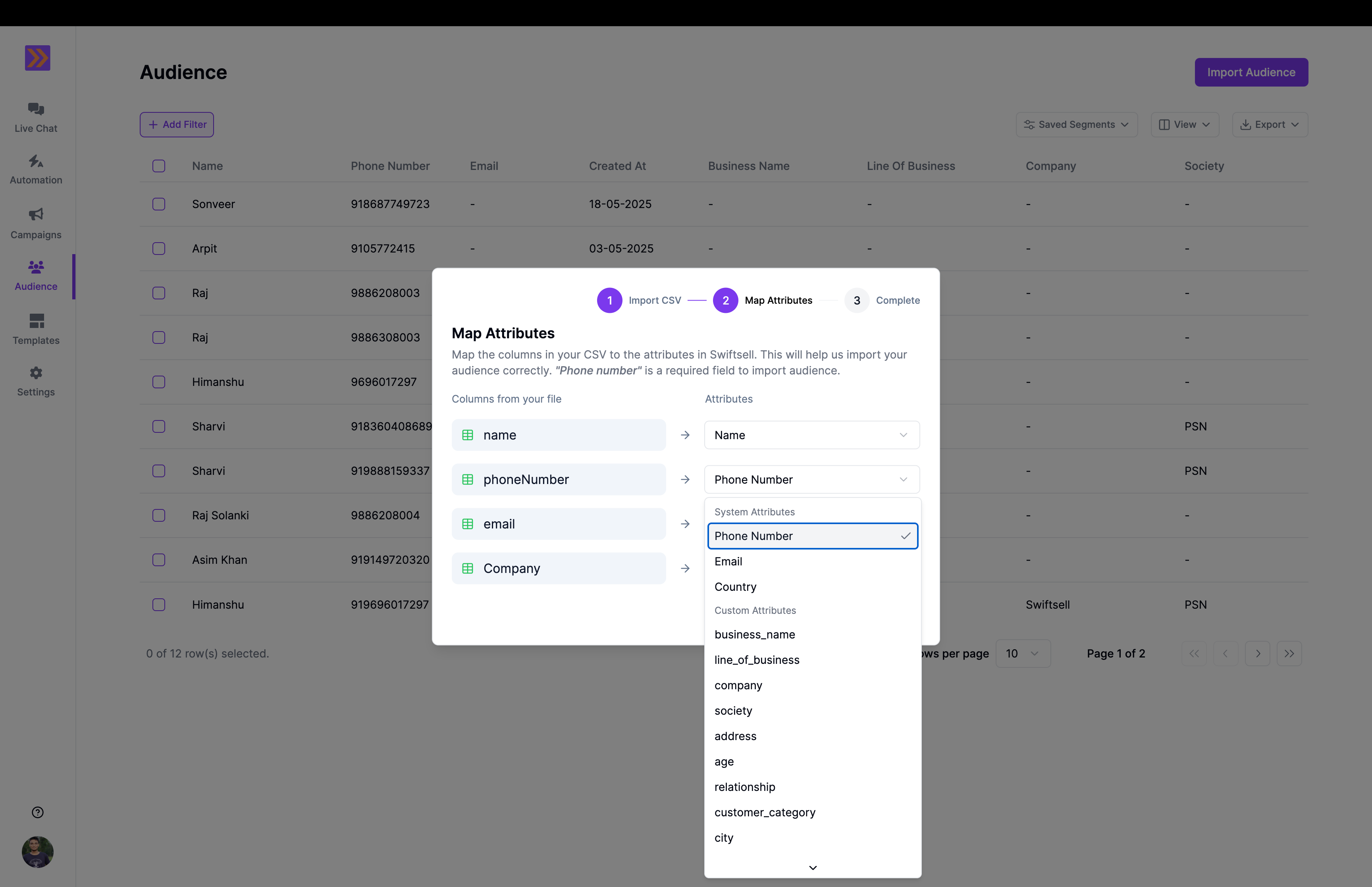 Data validation and import preview screen