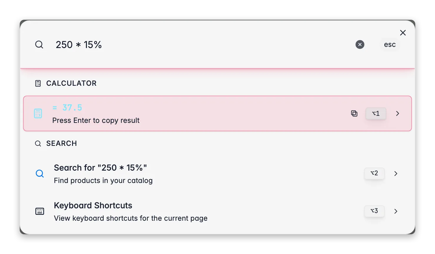 WISEPIM command menu evaluating a math expression inline, with the result ready to copy