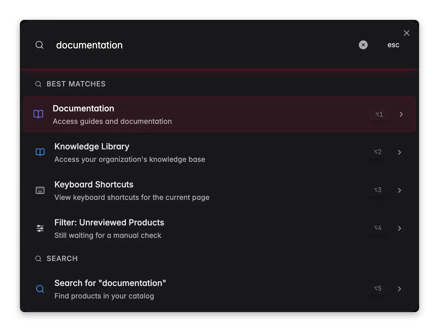 WISEPIM command menu with the Documentation action that opens help for the current page
