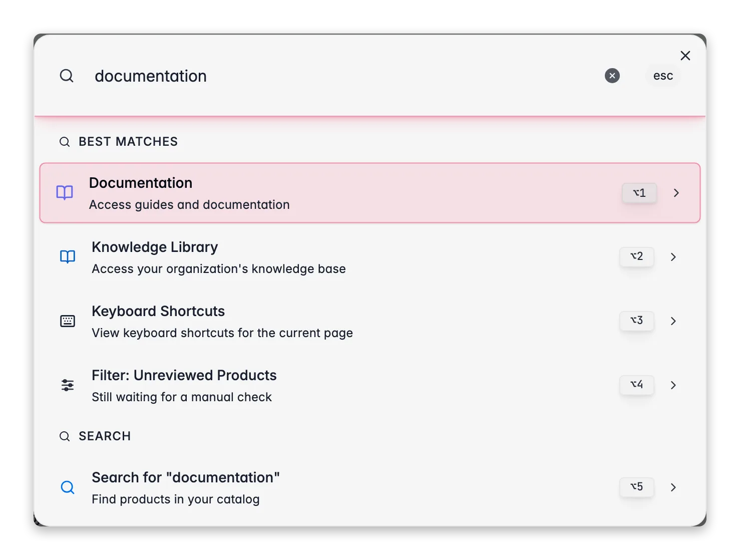 WISEPIM command menu with the Documentation action that opens help for the current page