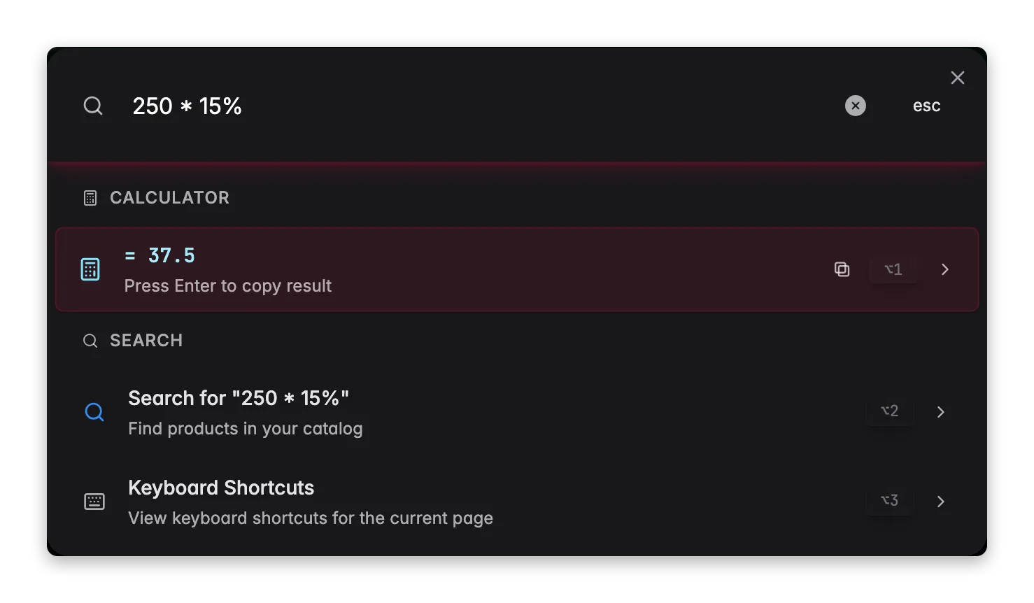 WISEPIM command menu evaluating a math expression inline, with the result ready to copy
