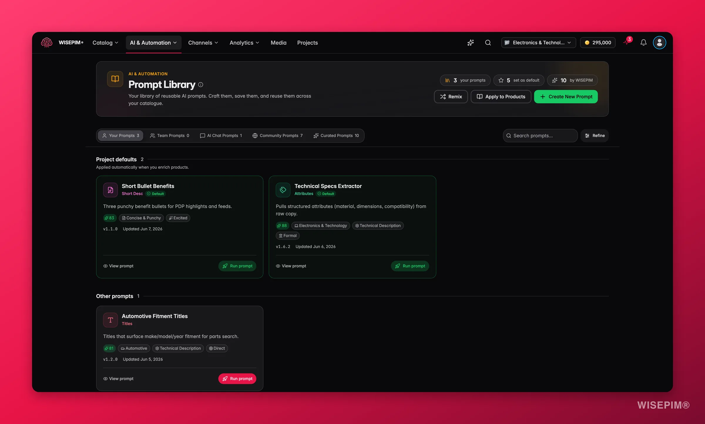 WISEPIM prompt library with reusable enrichment templates