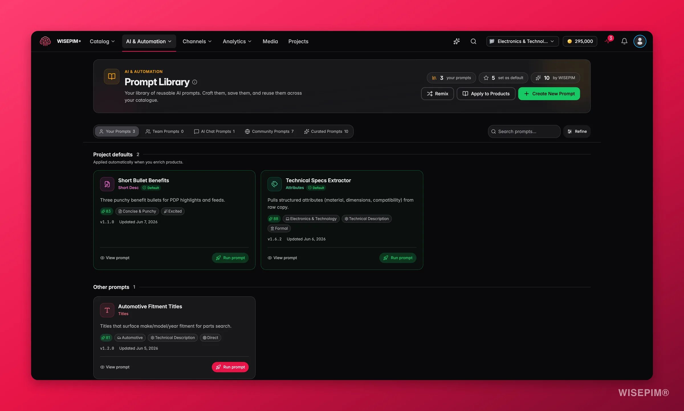 WISEPIM prompt library with reusable enrichment templates