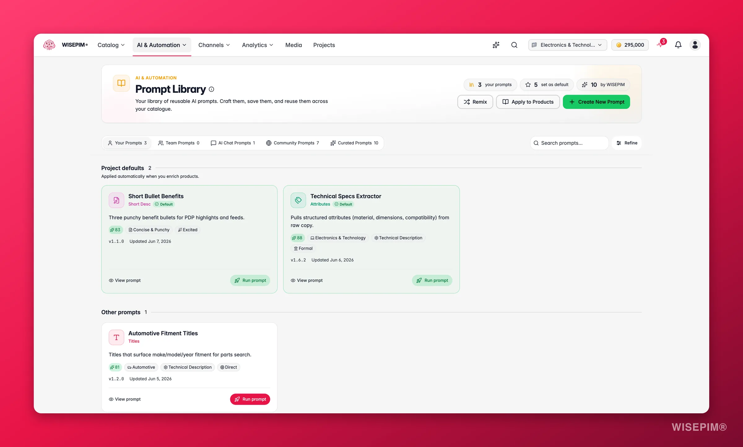 WISEPIM prompt library with reusable enrichment templates