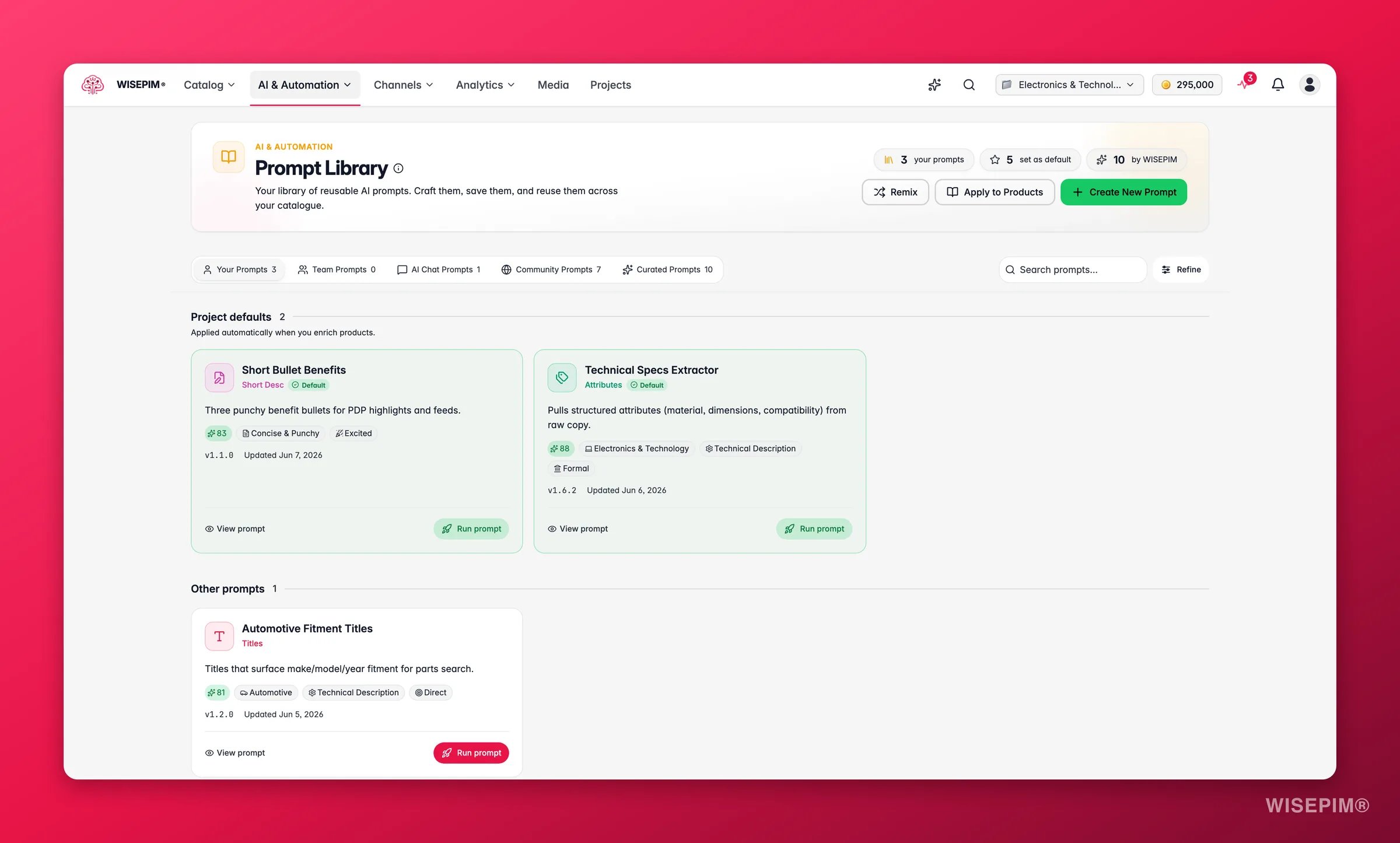 WISEPIM prompt library with reusable enrichment templates