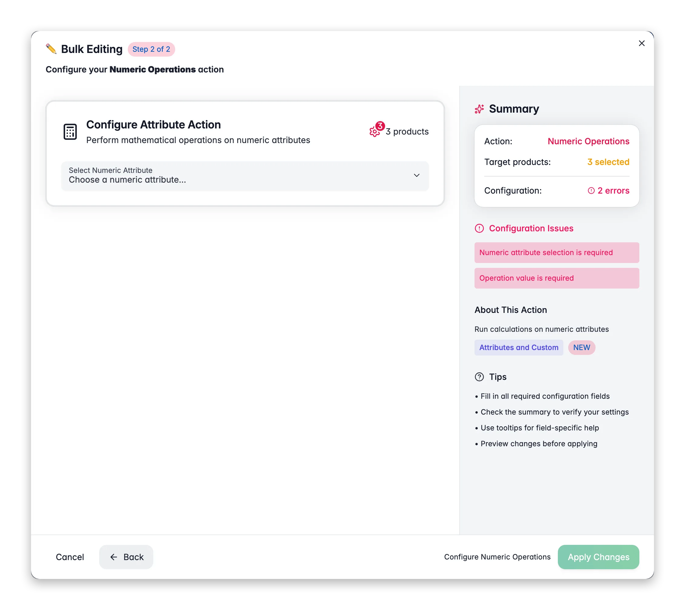 Bulk editing, Numeric Operations across many products at once in WISEPIM
