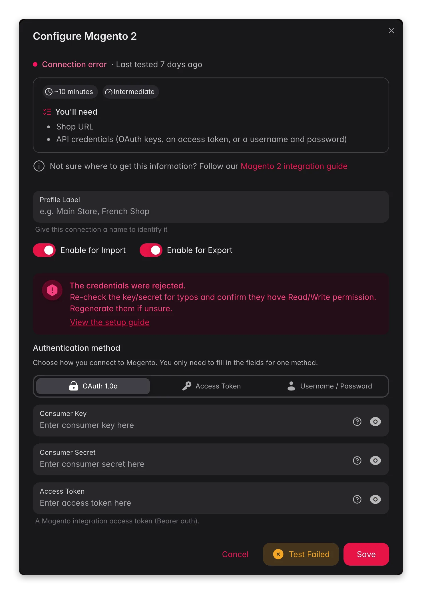 Connecting Magento 2 to WISEPIM, credentials, locale mapping and a live connection test
