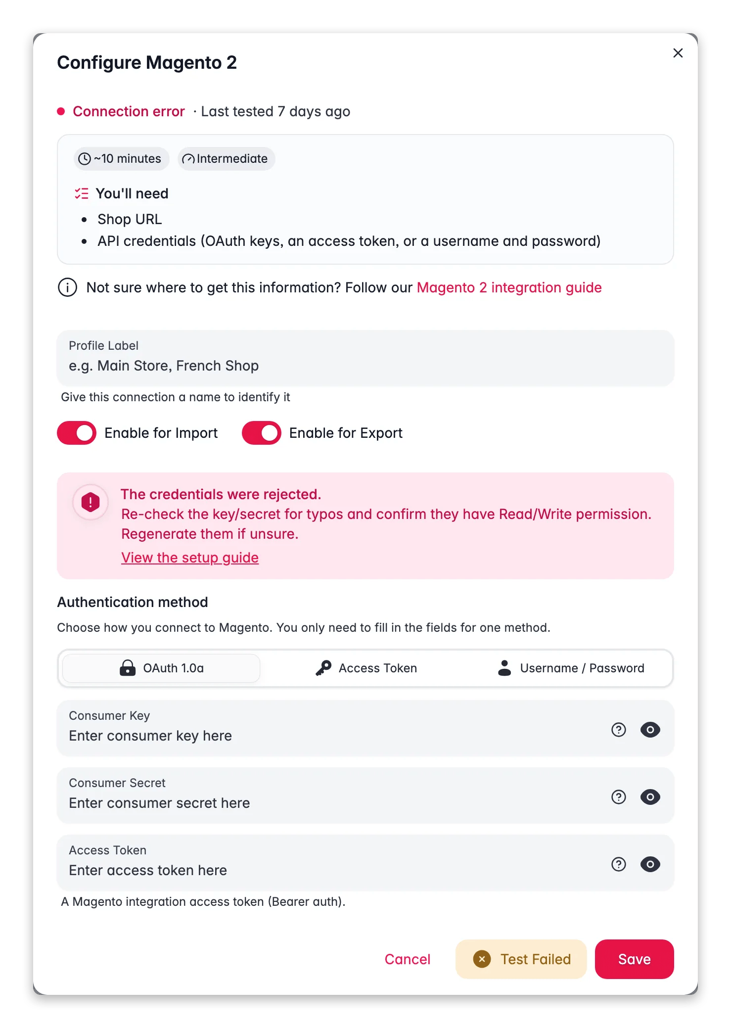 Connecting Magento 2 to WISEPIM, credentials, locale mapping and a live connection test