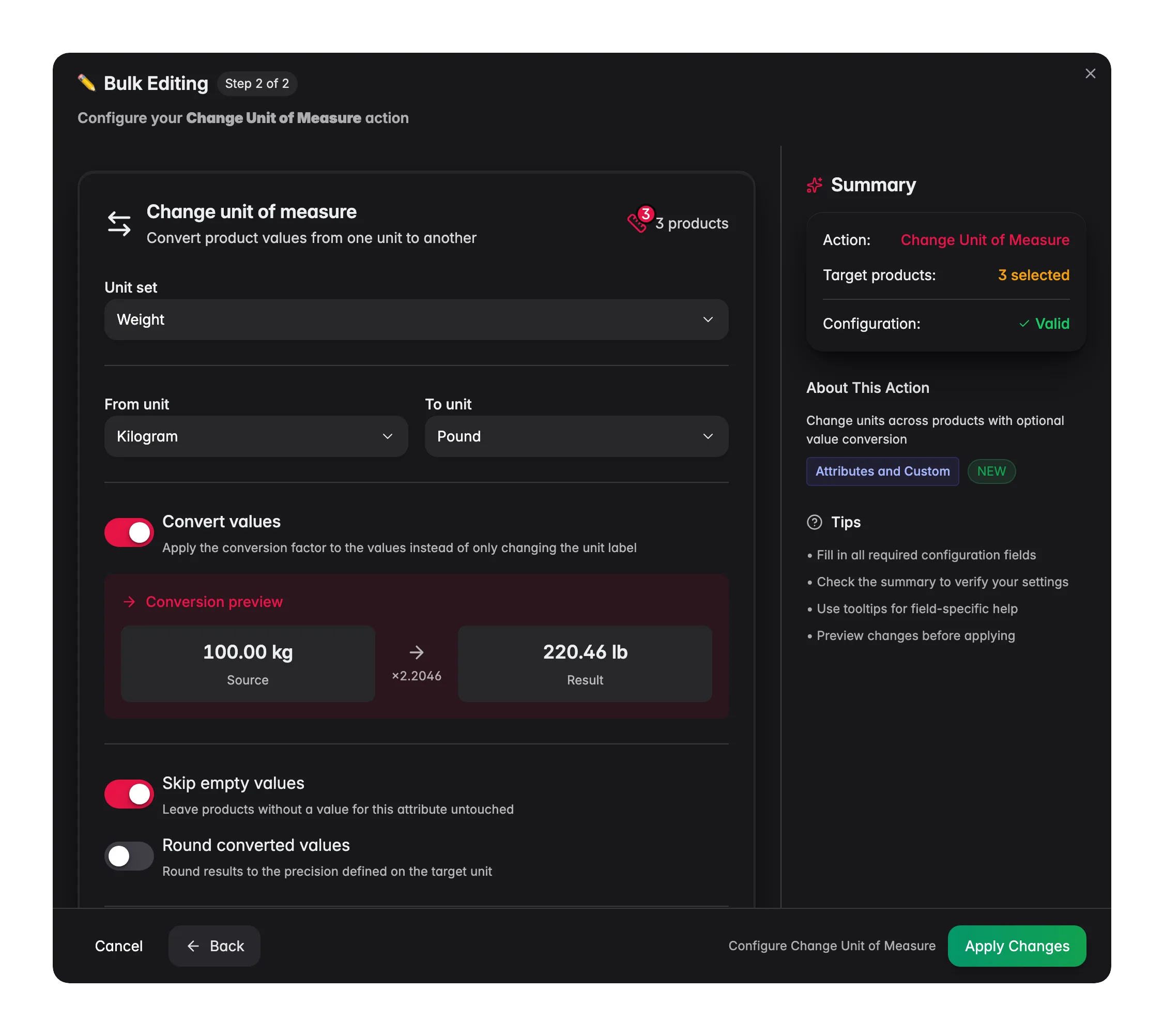 Bulk editing, Change Unit of Measure across many products at once in WISEPIM