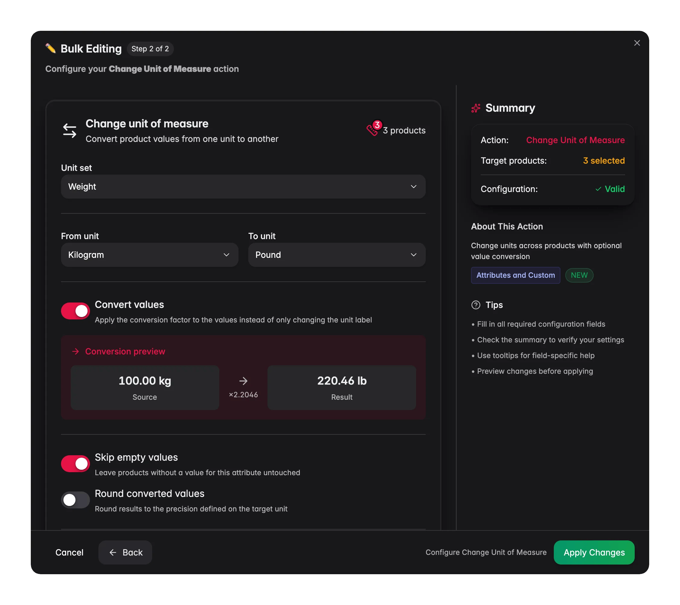 Bulk editing, Change Unit of Measure across many products at once in WISEPIM