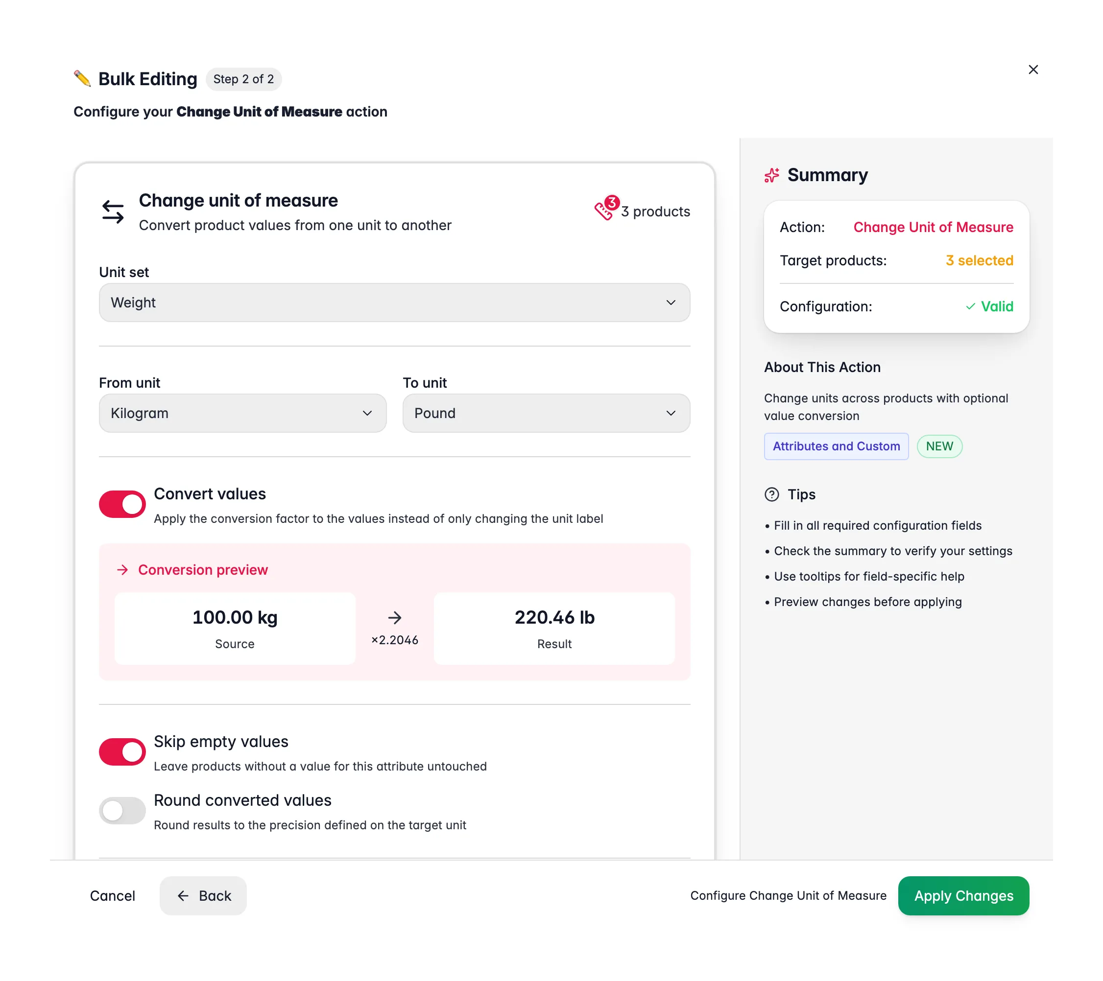 Bulk editing, Change Unit of Measure across many products at once in WISEPIM