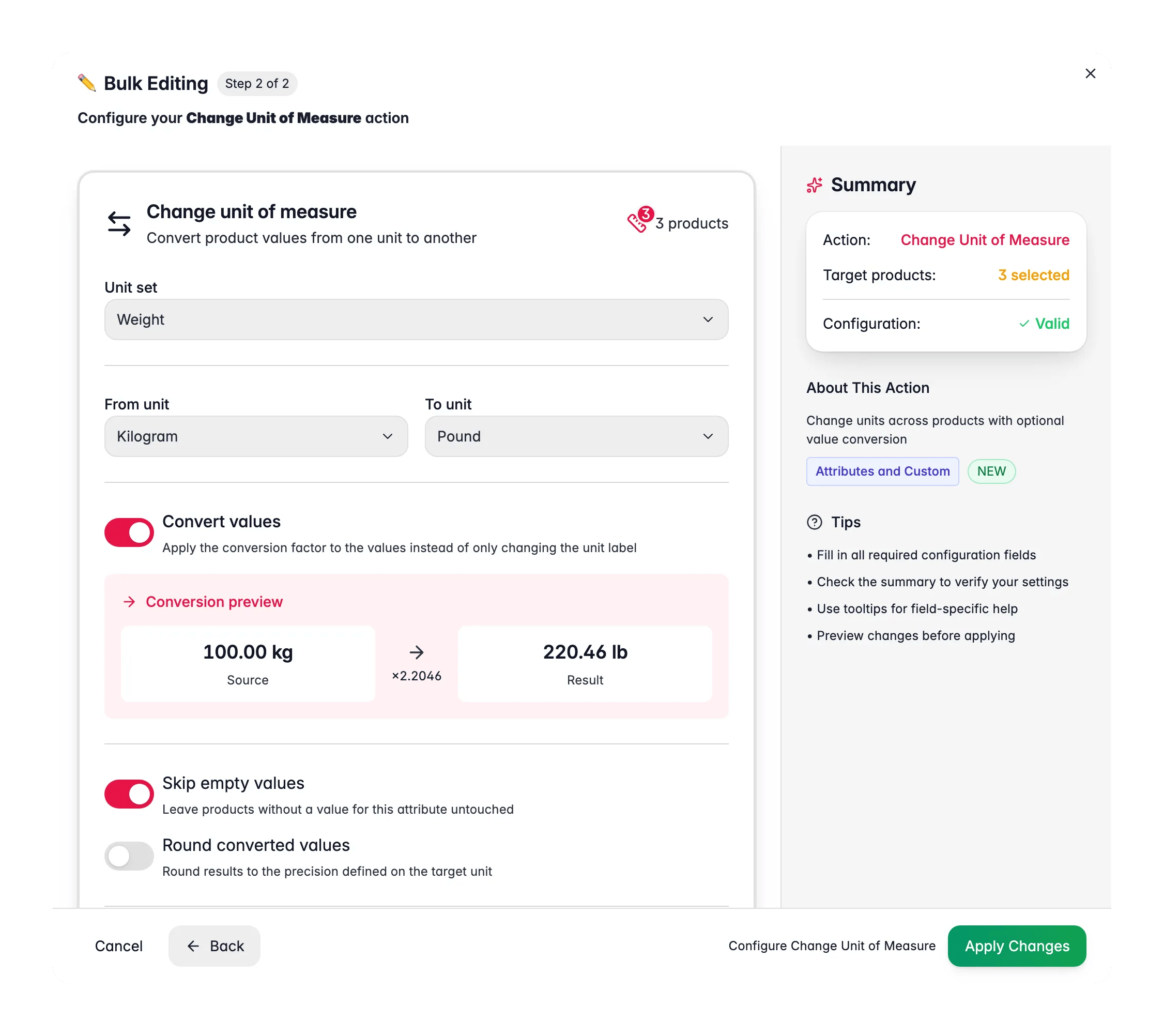 Bulk editing, Change Unit of Measure across many products at once in WISEPIM