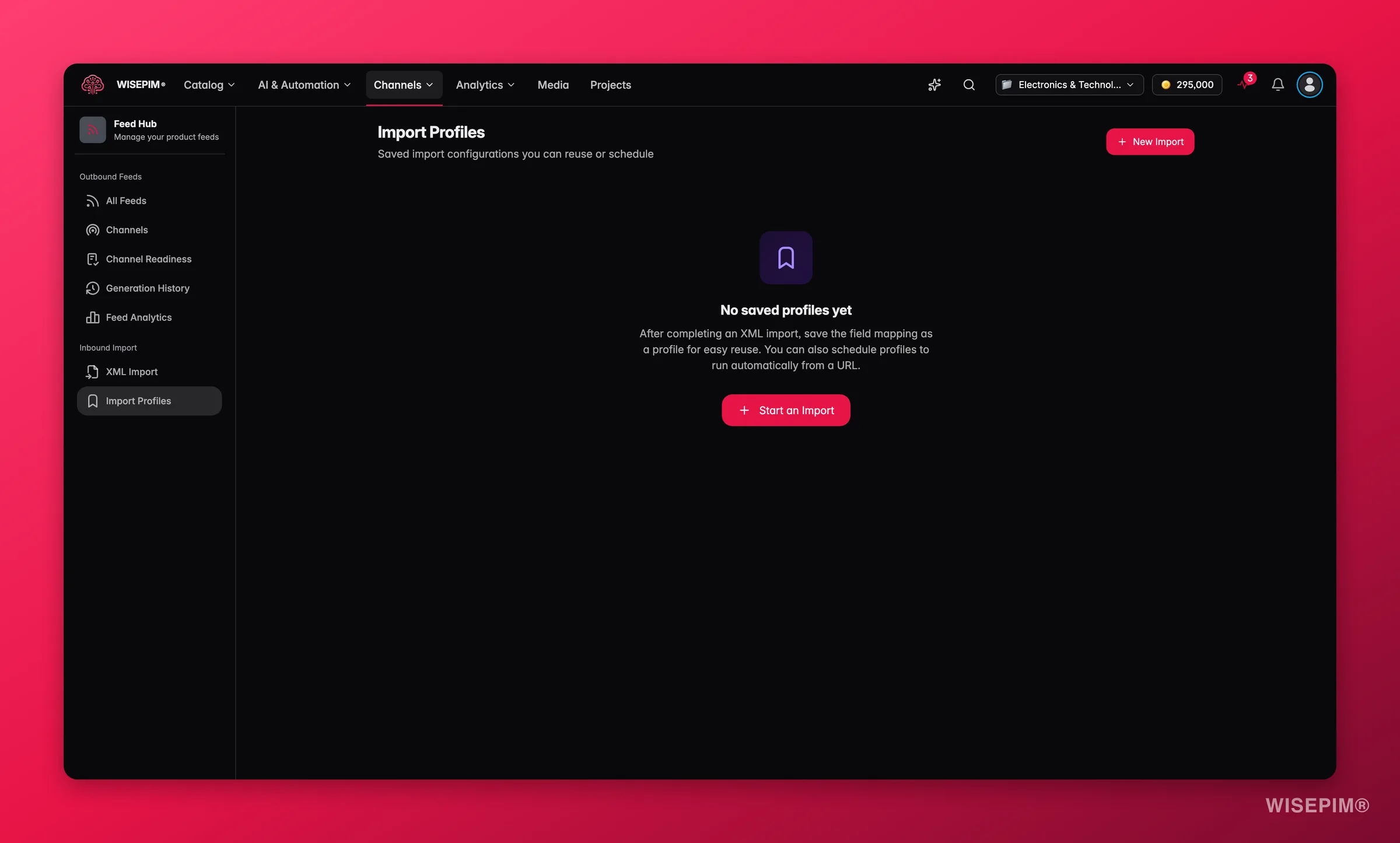 WISEPIM Feed Hub feed profiles with field mapping and rules