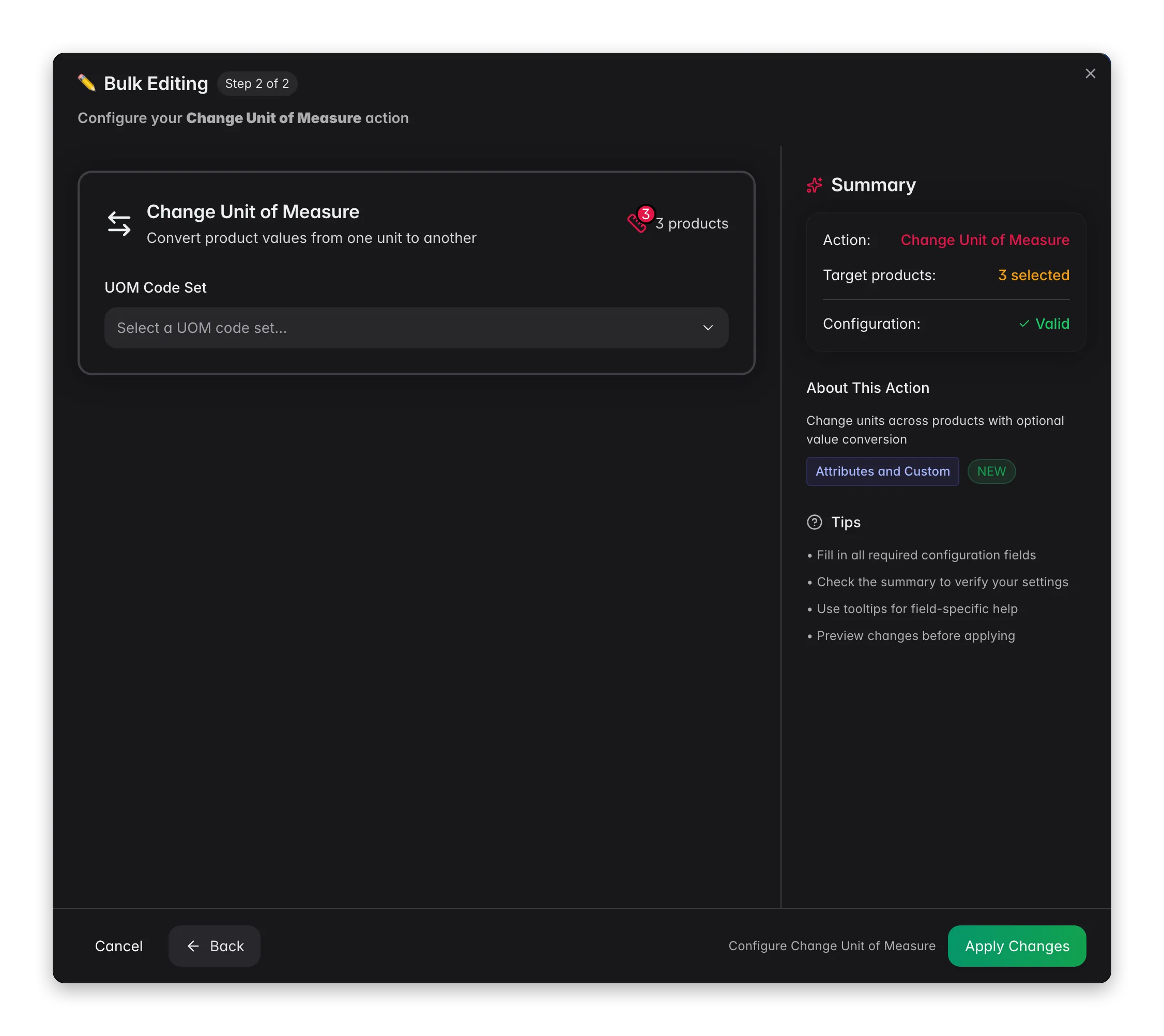 Bulk editing, Change Unit of Measure across many products at once in WISEPIM