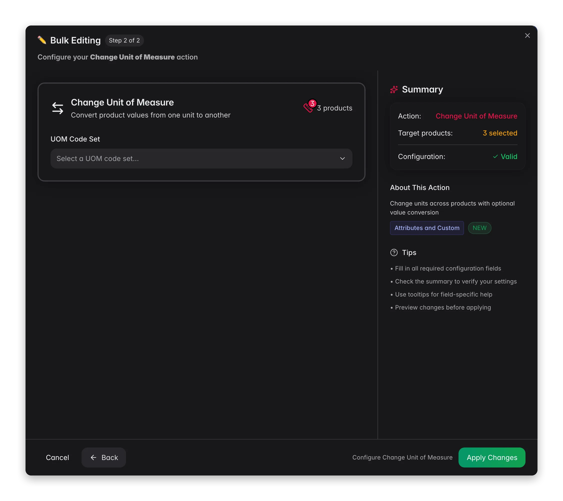 Bulk editing, Change Unit of Measure across many products at once in WISEPIM