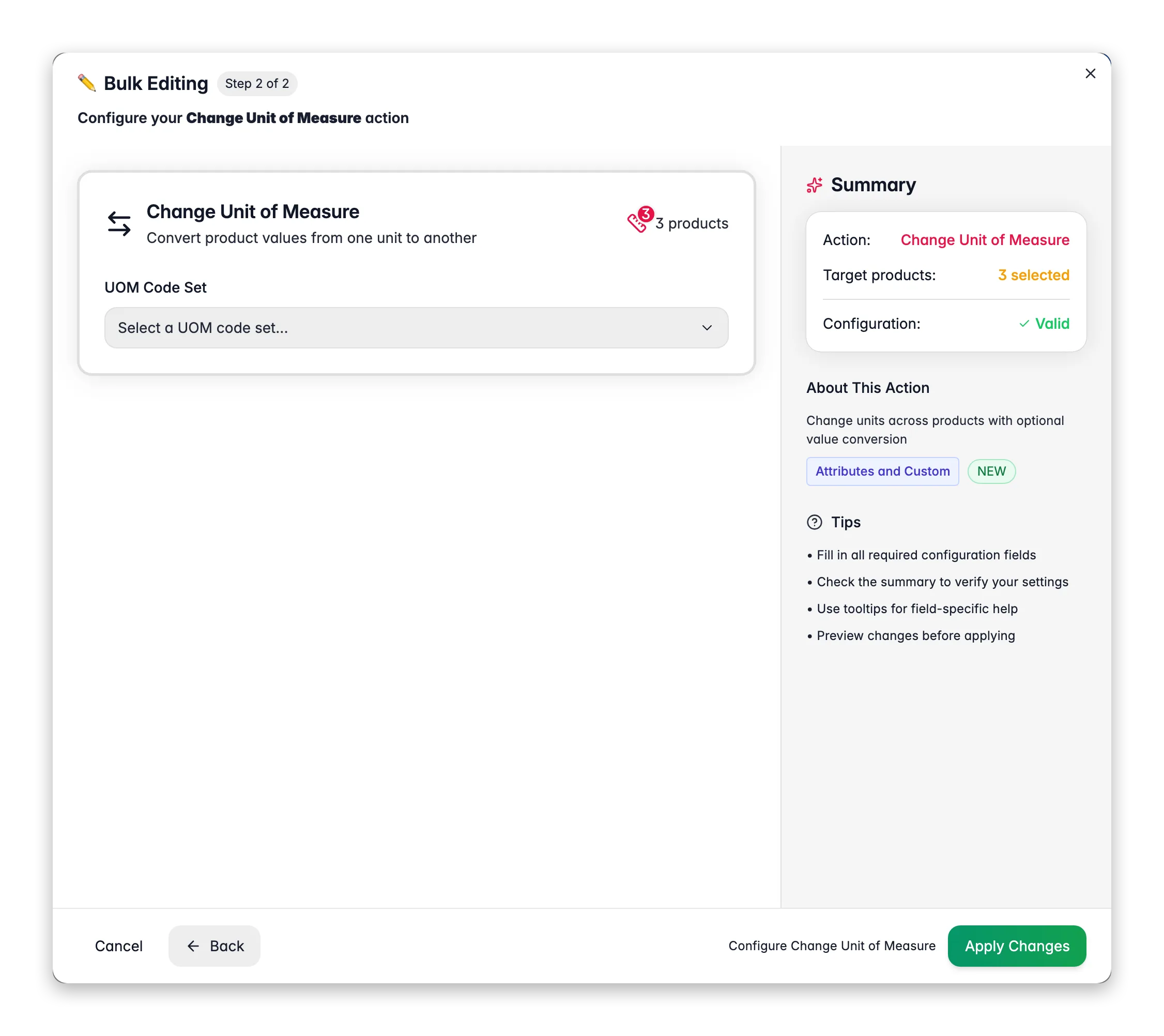 Bulk editing, Change Unit of Measure across many products at once in WISEPIM