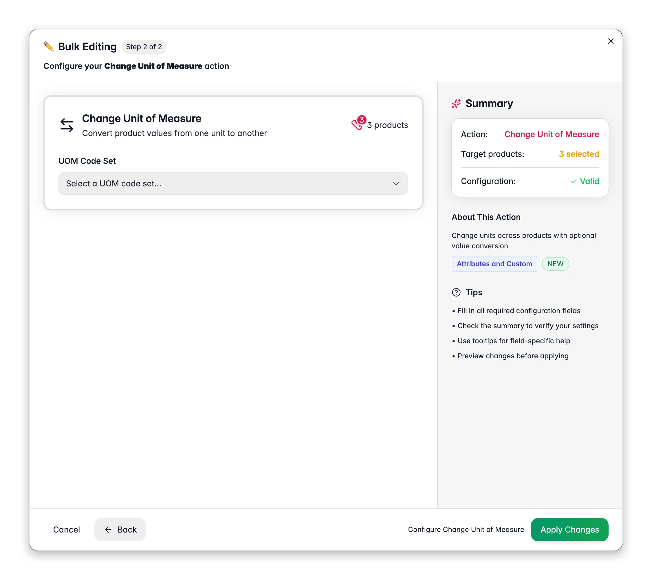 Bulk editing, Change Unit of Measure across many products at once in WISEPIM