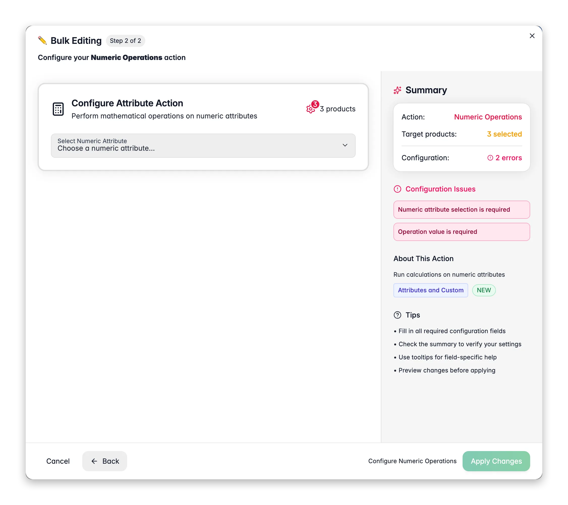 Bulk editing, Numeric Operations across many products at once in WISEPIM