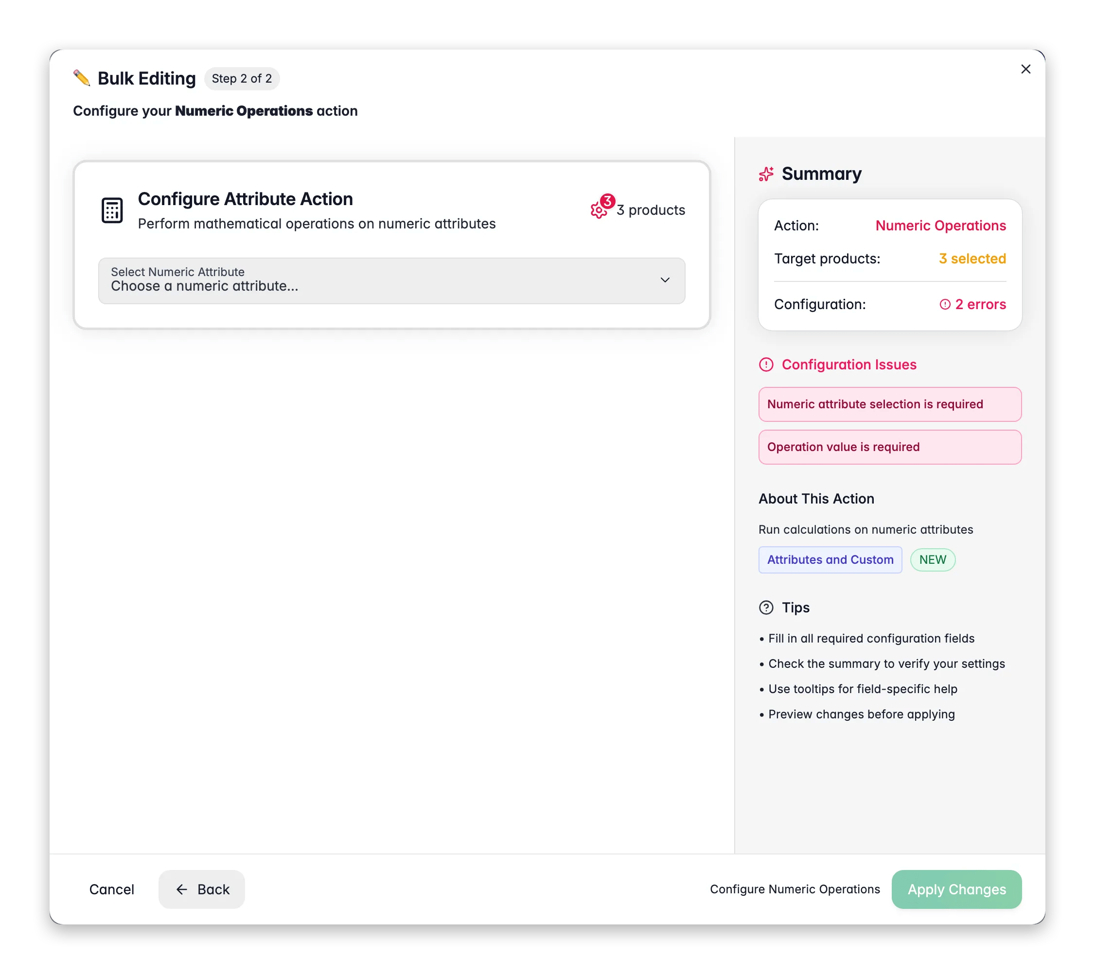 Bulk editing, Numeric Operations across many products at once in WISEPIM