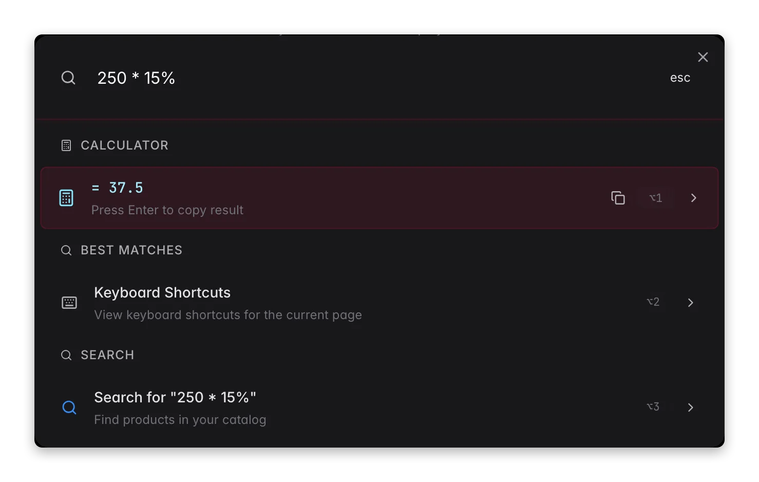 WISEPIM command menu evaluating a math expression inline, with the result ready to copy