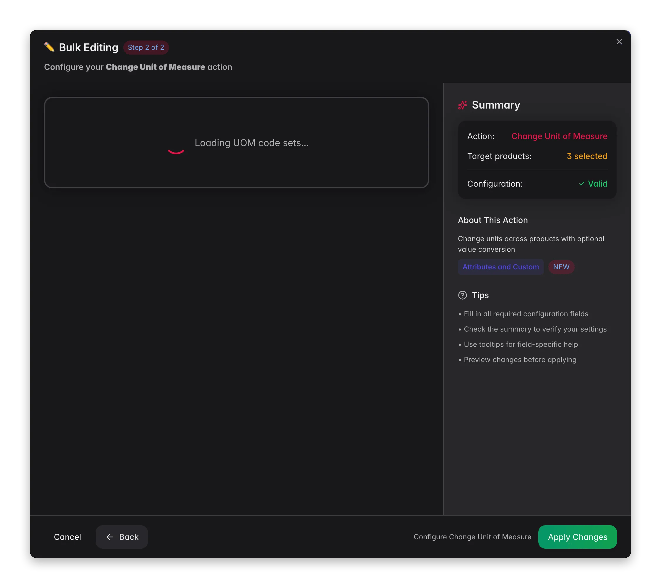 Bulk editing, Change Unit of Measure across many products at once in WISEPIM