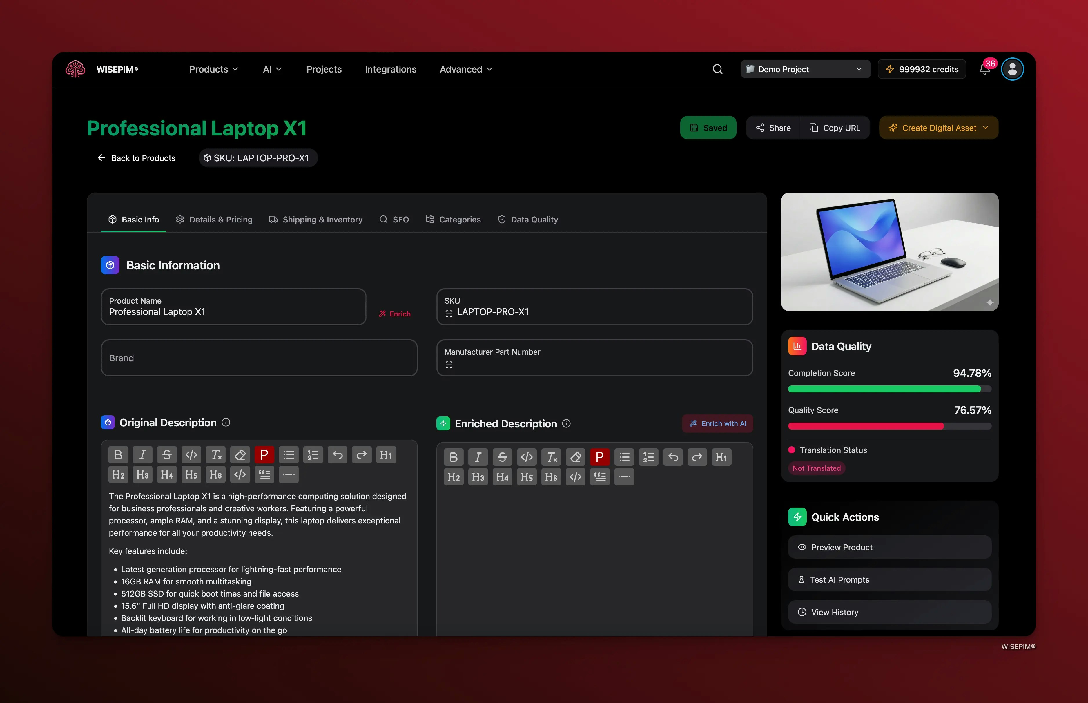 Full edit page showing the Basic Info tab