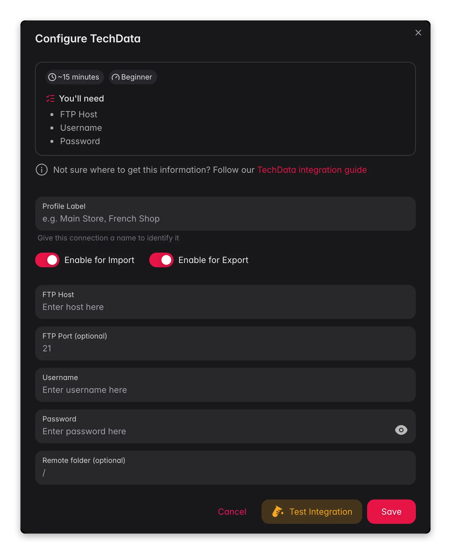 Connecting TechData to WISEPIM - credentials, locale mapping and a live connection test