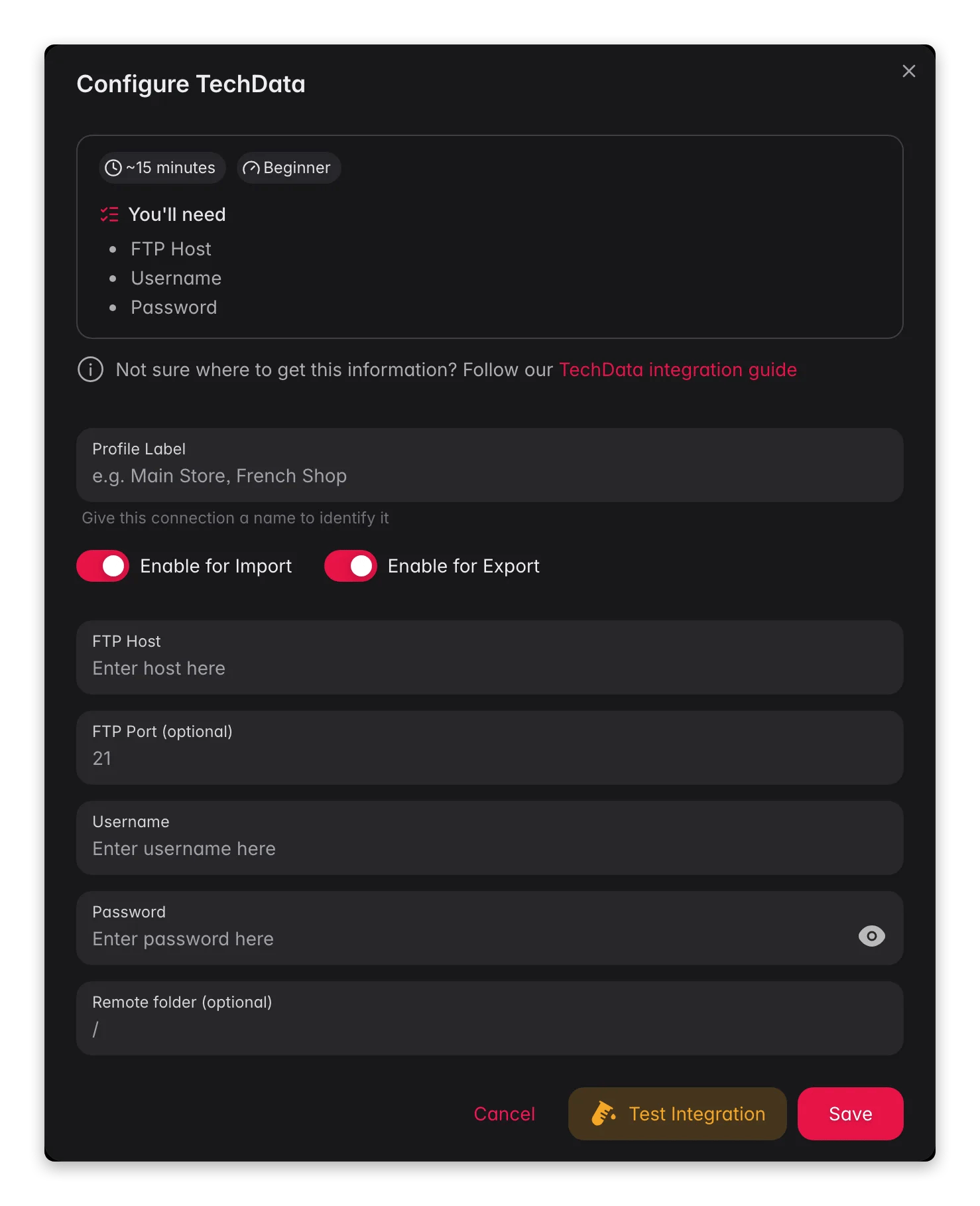Connecting TechData to WISEPIM - credentials, locale mapping and a live connection test