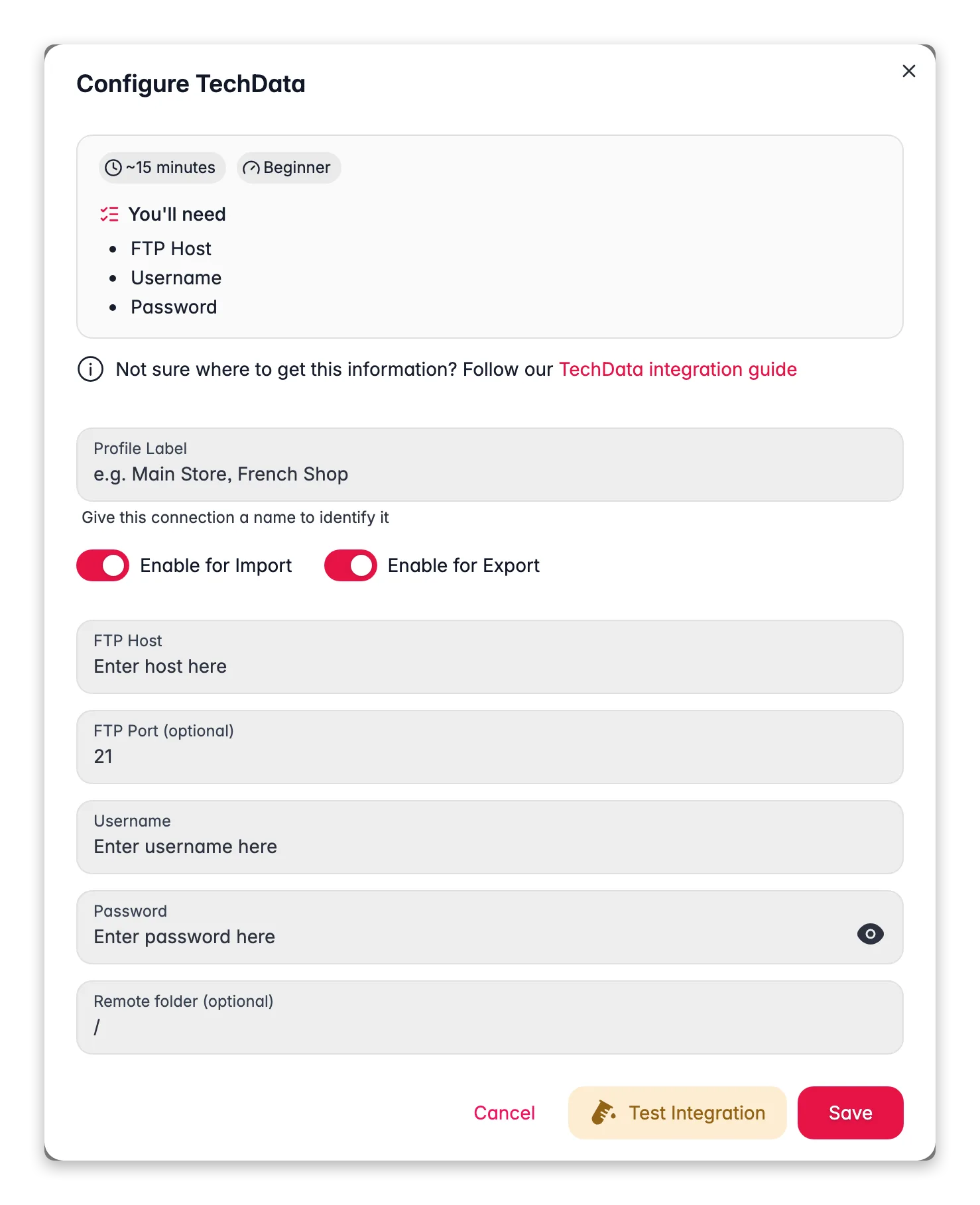 Connecting TechData to WISEPIM - credentials, locale mapping and a live connection test