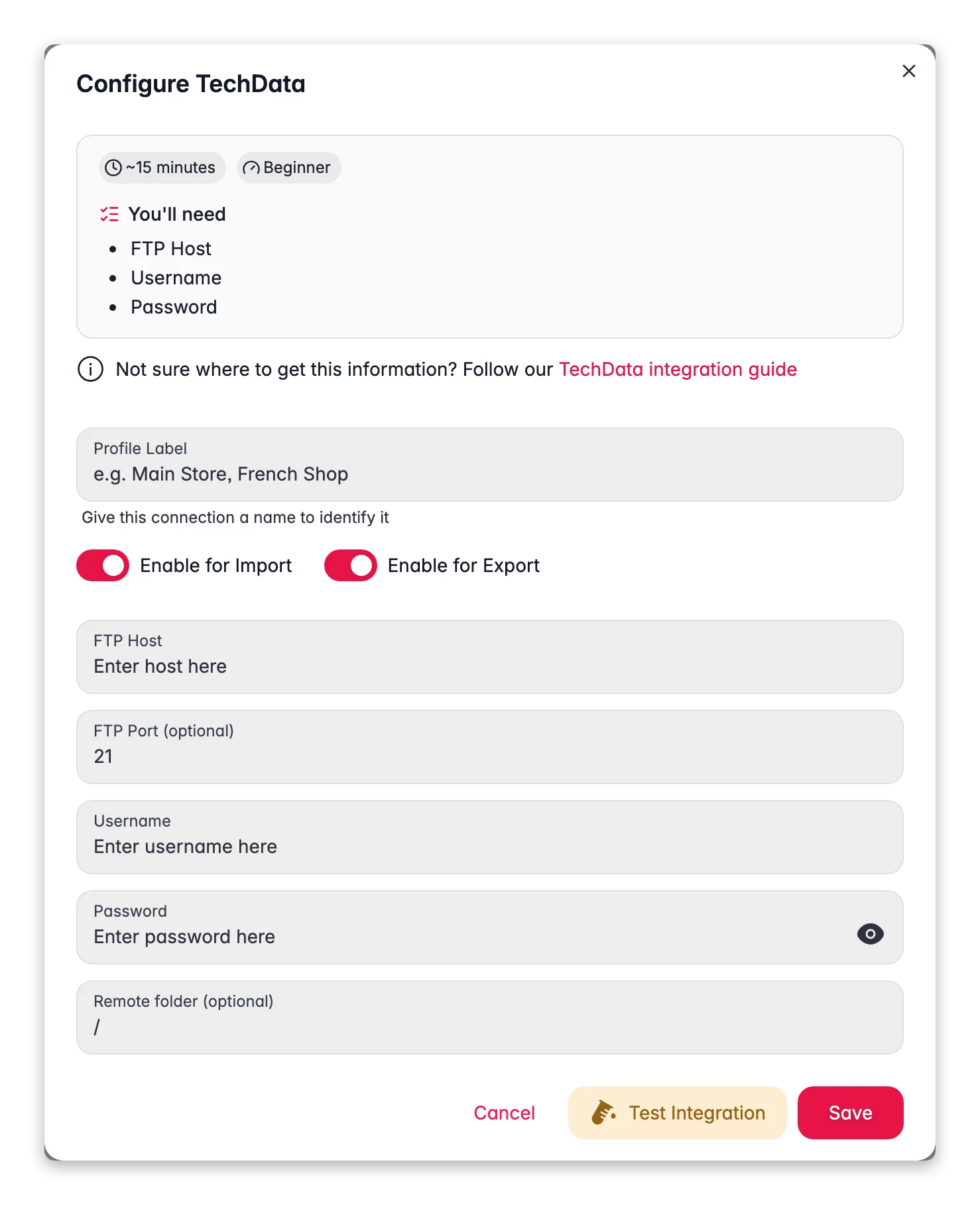 Connecting TechData to WISEPIM - credentials, locale mapping and a live connection test