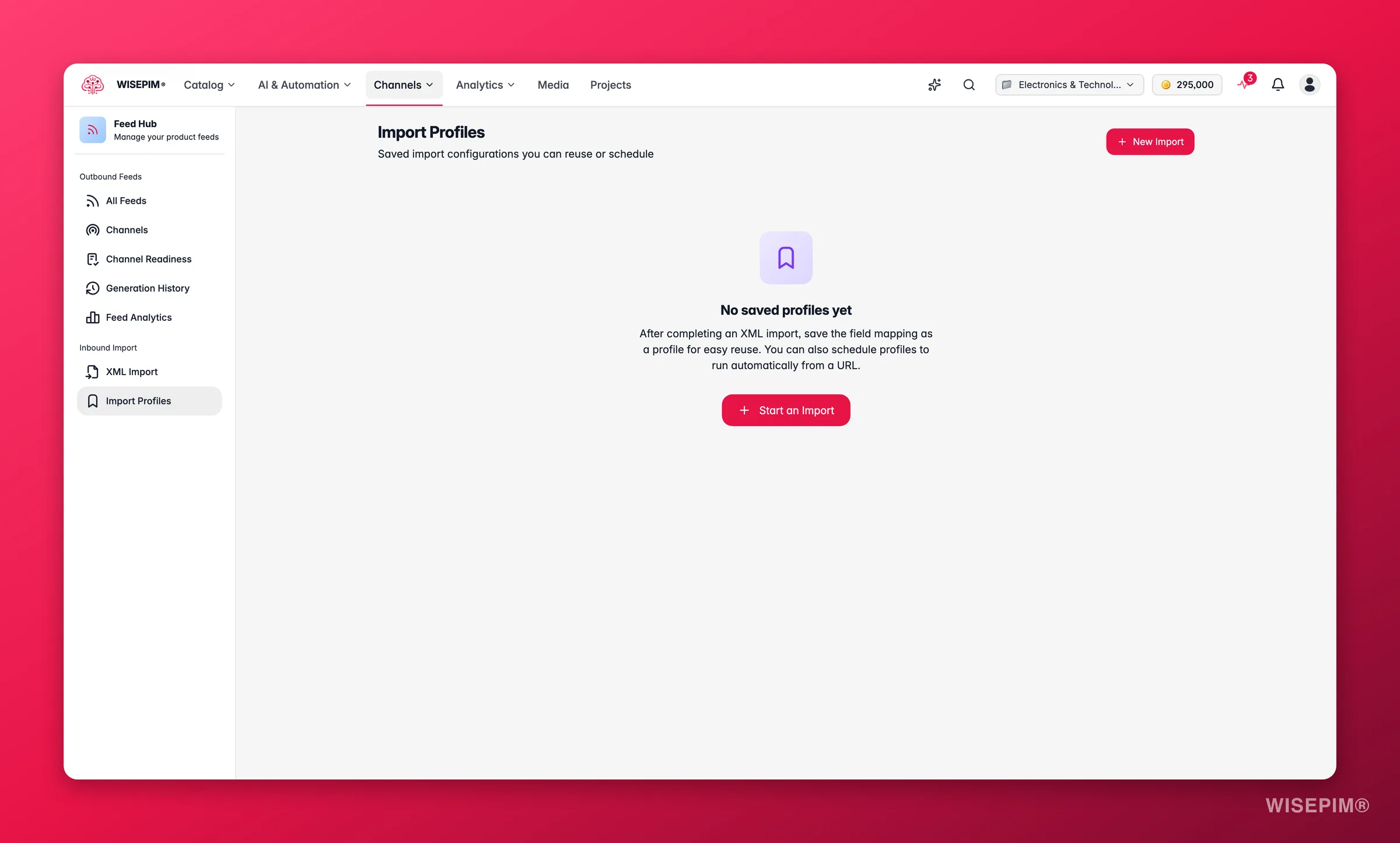 WISEPIM Feed Hub feed profiles with field mapping and rules