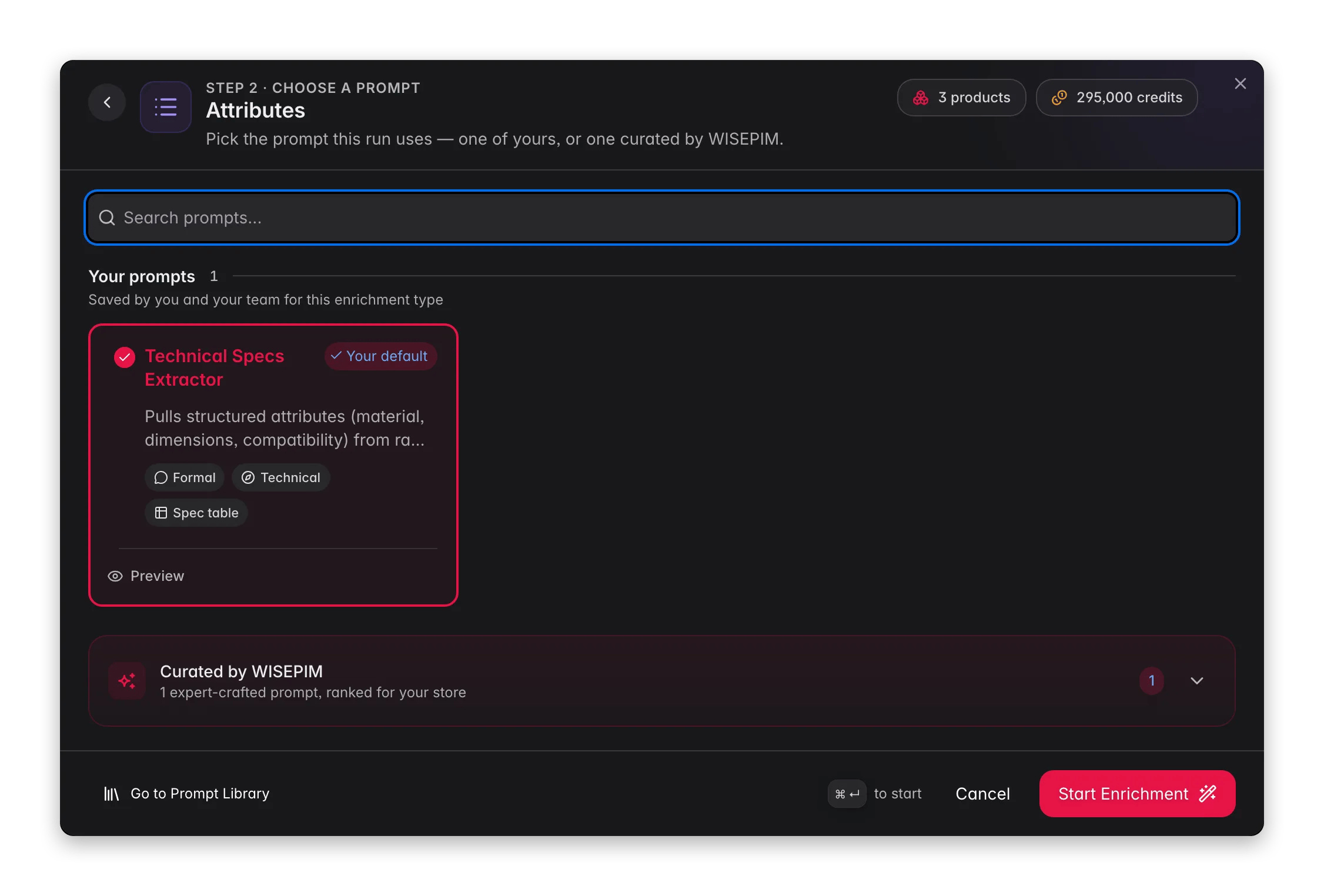 Extracting product attributes with AI in WISEPIM