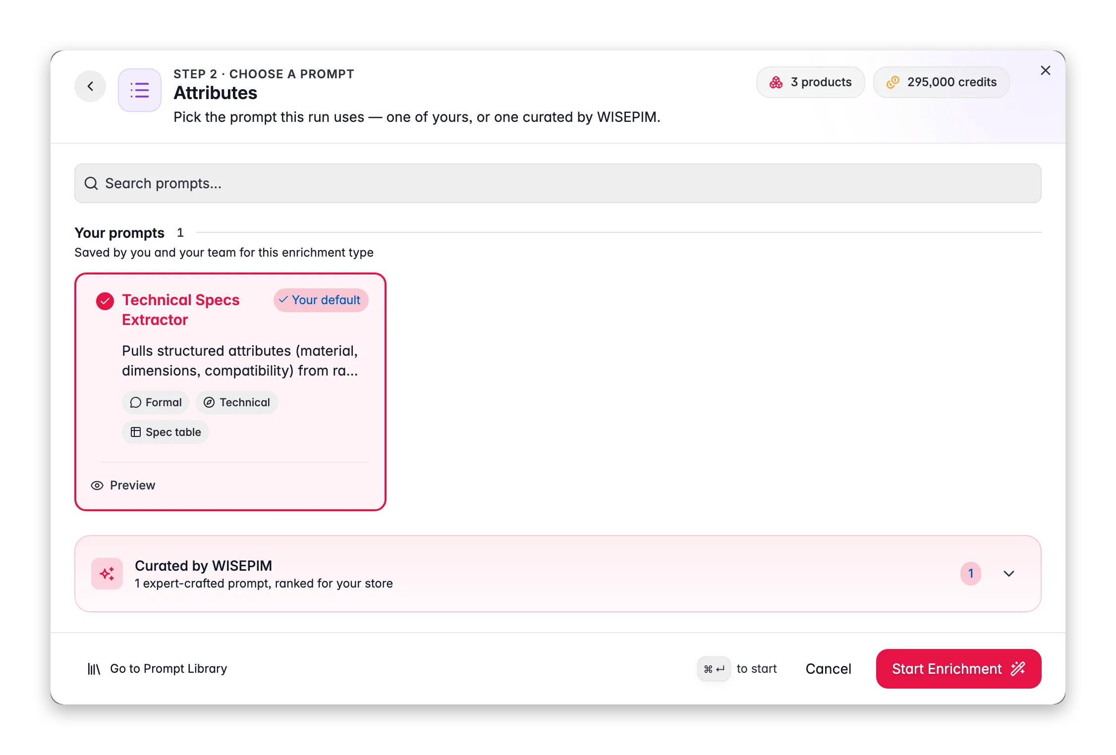 Extracting product attributes with AI in WISEPIM