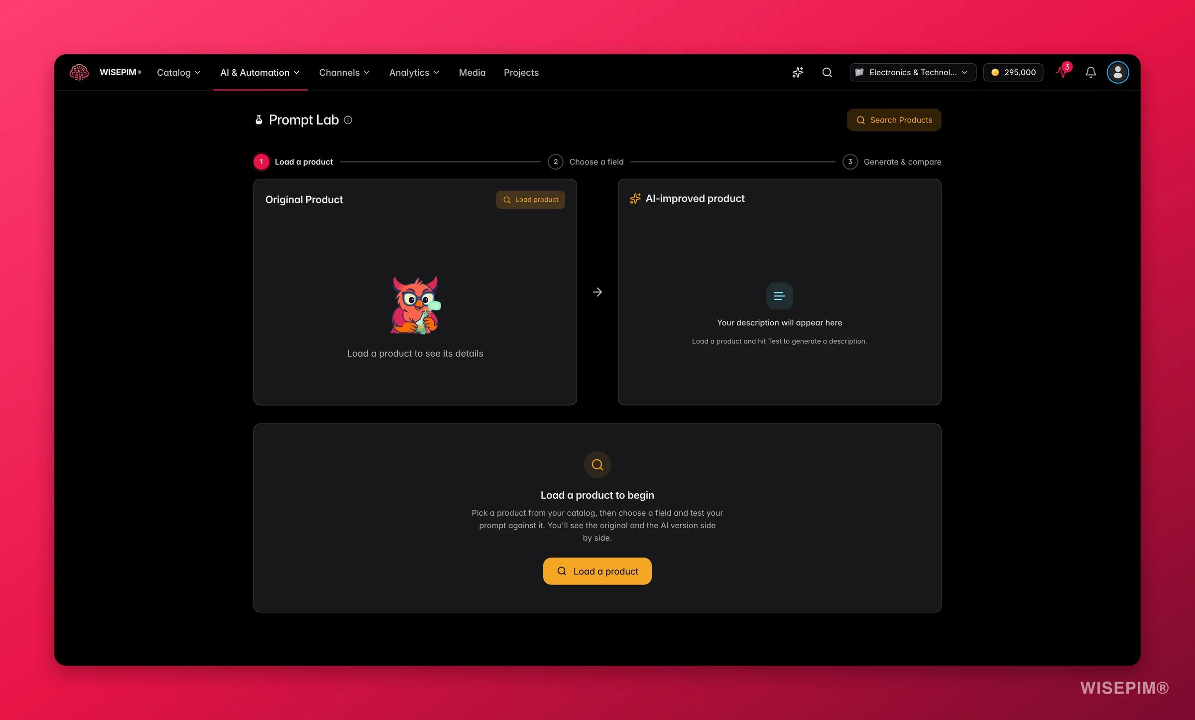 WISEPIM Prompt Lab for testing and tuning AI enrichment prompts