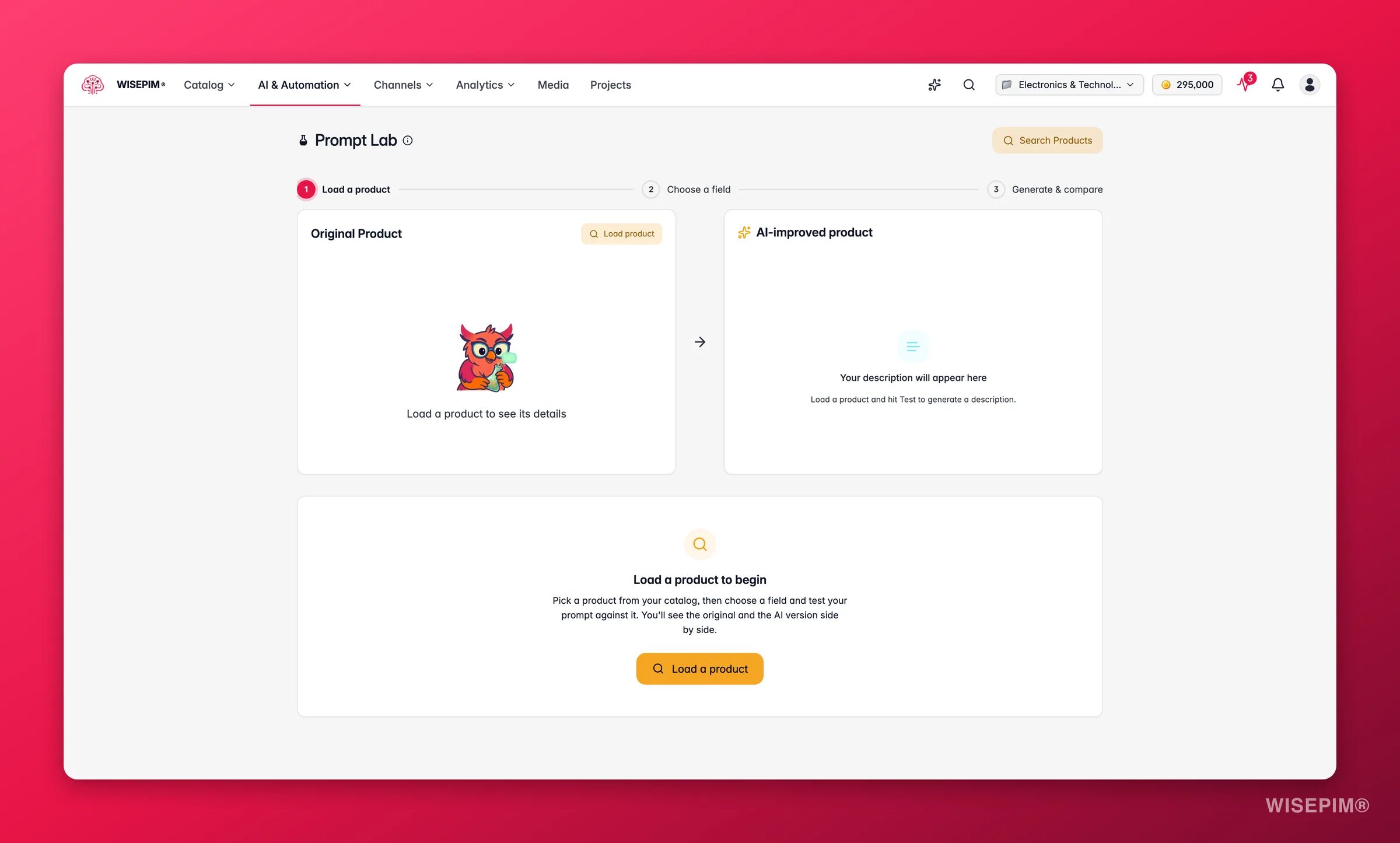 WISEPIM Prompt Lab for testing and tuning AI enrichment prompts